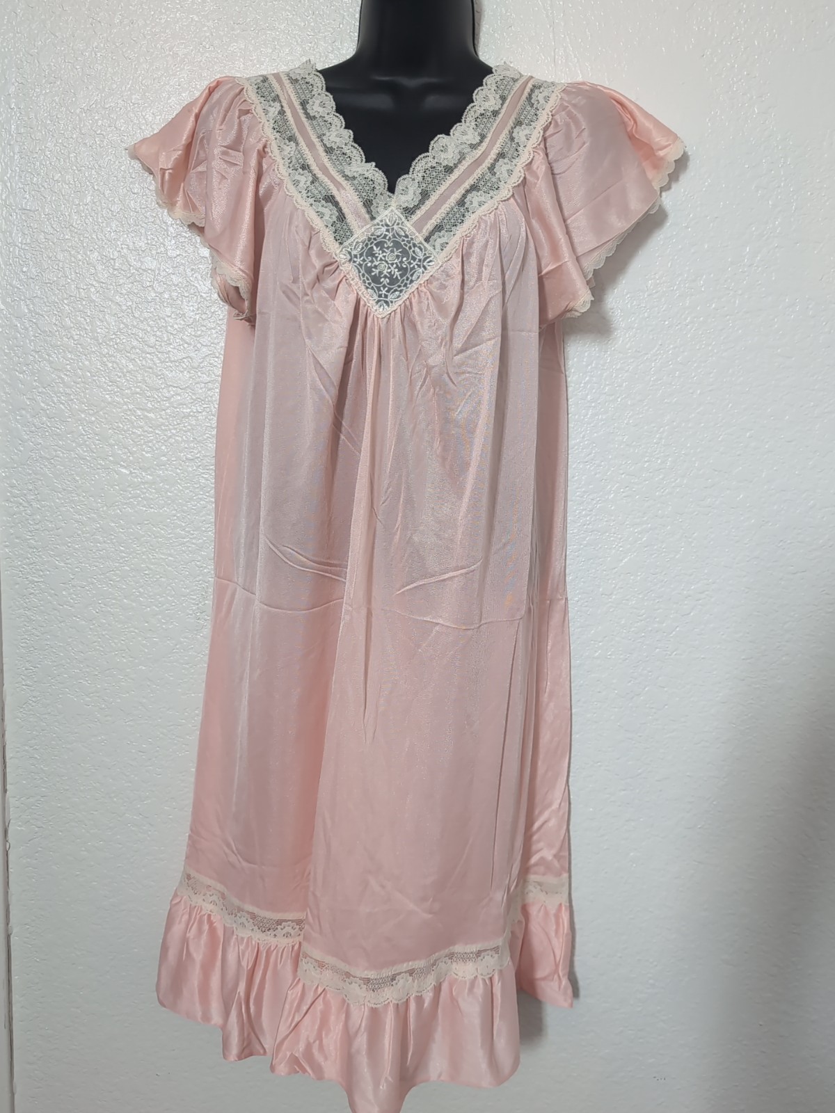 Vintage Natalie Creations Nightgown Nylon Lace Size Medium