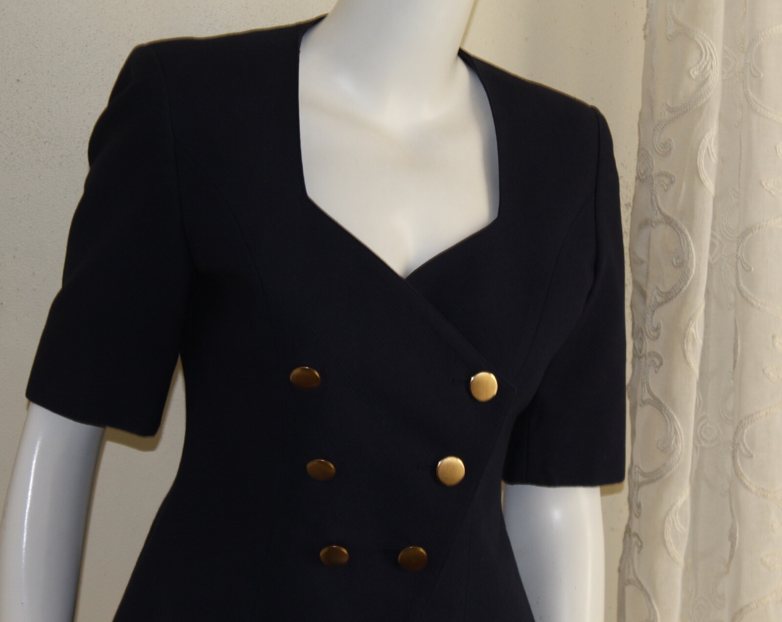 Guy Laroche Sz 38 4/6 Vintage 80s 90s Navy Blue Fitted Blazer Jacket