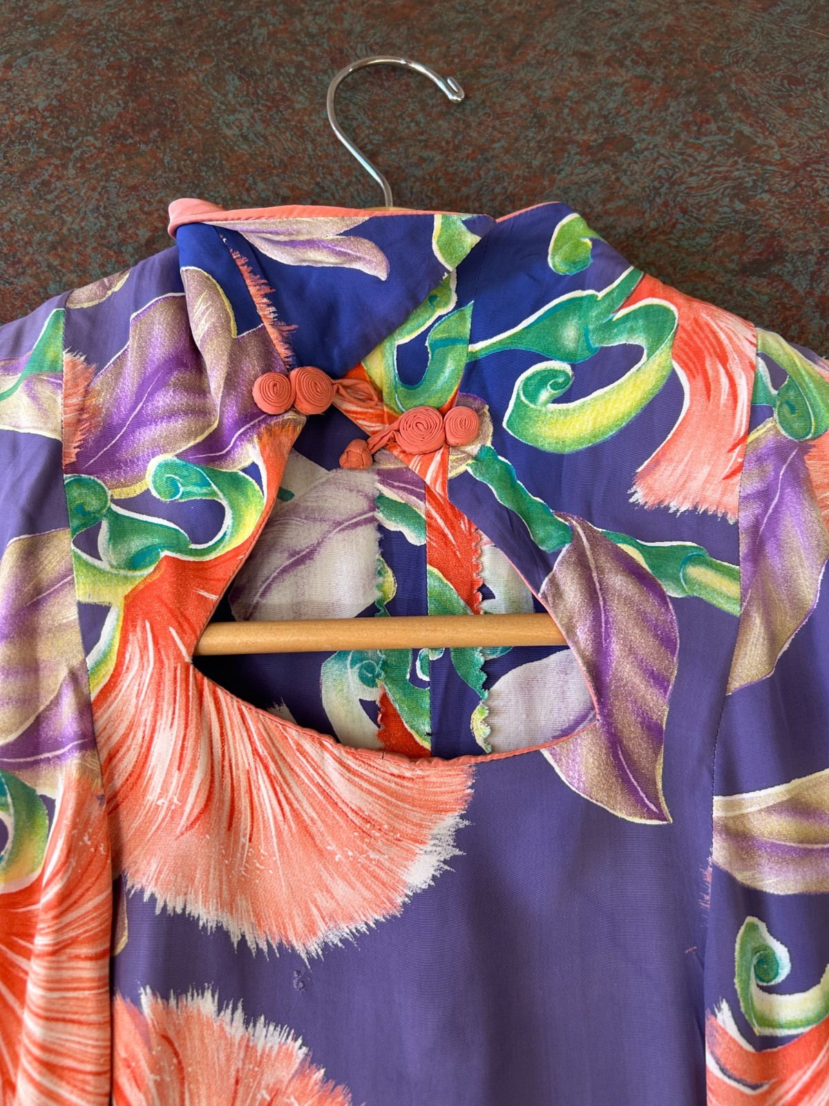 Vtg 40s Waikiki Sports Dress Honolulu Hawaii Rayon Kimono 50s MCM Tiki Pake Muu