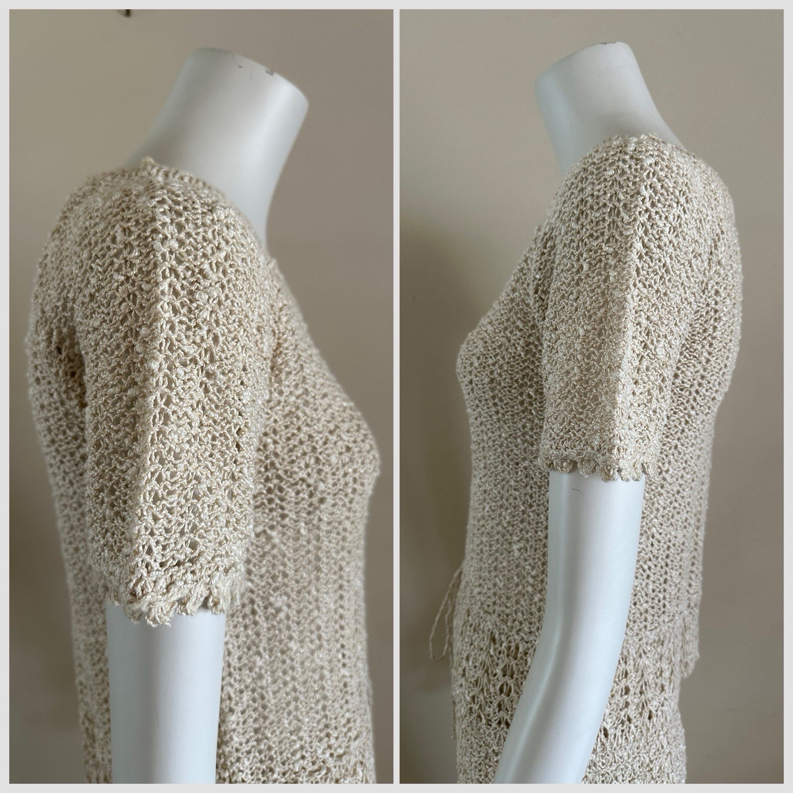 1970s A Pallas Original Hand Loomed Irish Linen Knit [Dress/Skirt/Set] Boho VTG