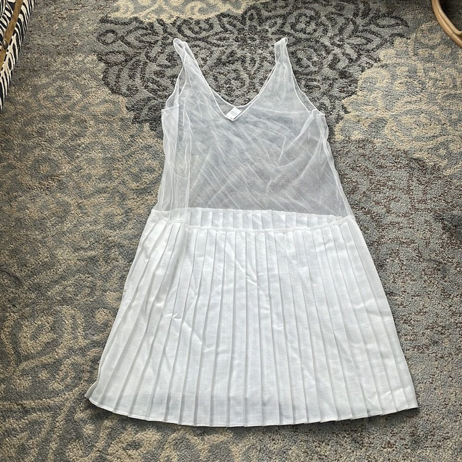 Shelly Michaels Vintage Button Down Dress Navy White 15/16