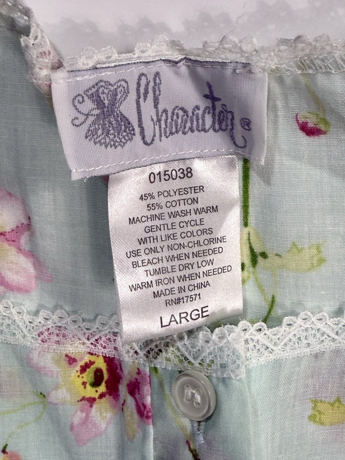 CHARACTER Sz L Button Down Nightgown, Cottage Core Vintage 90S Y2K Grandma