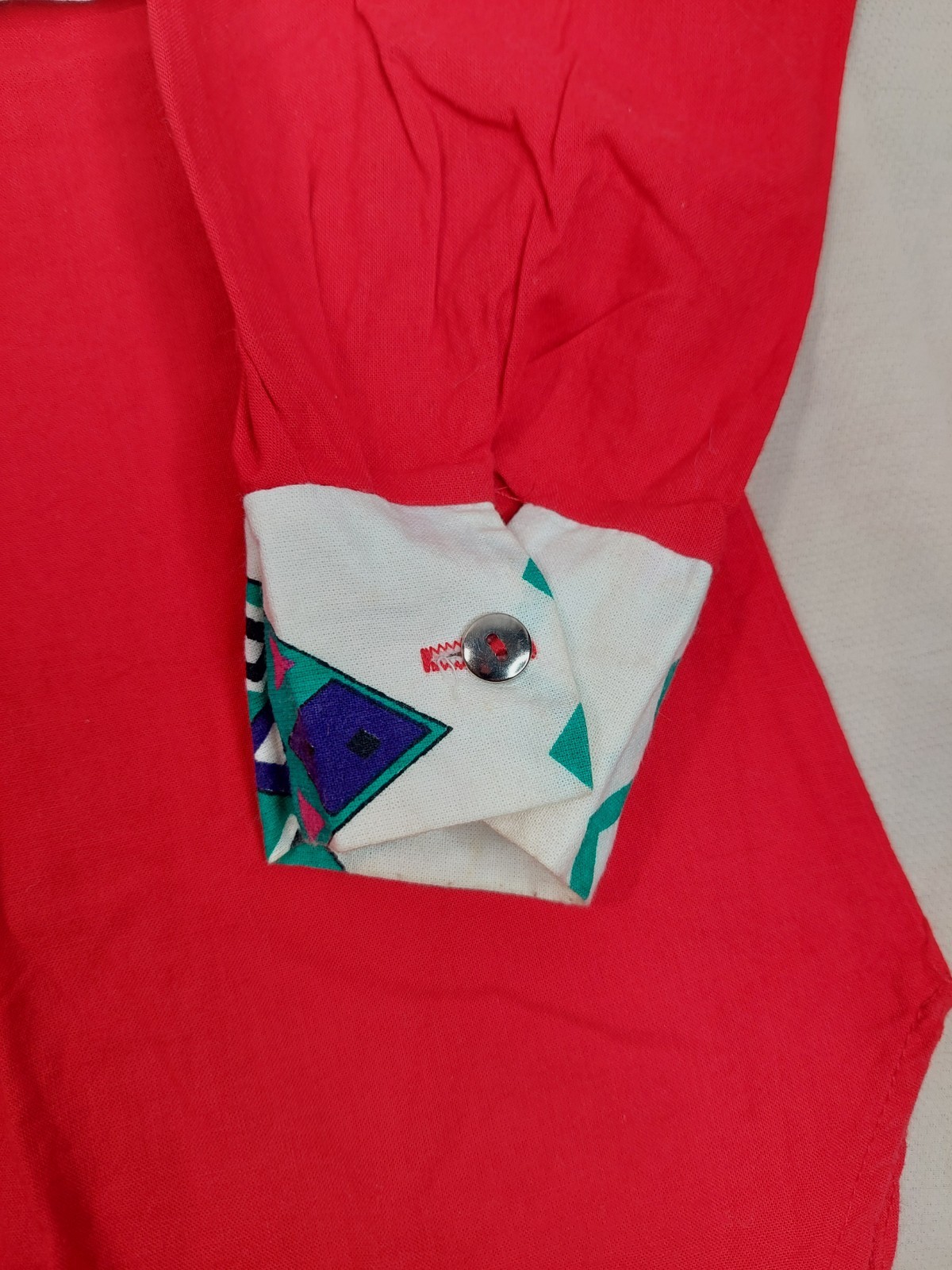 Vintage 80s Southwestern Cowgirl Shirt Women S Red Geometric USA 100% Cotton