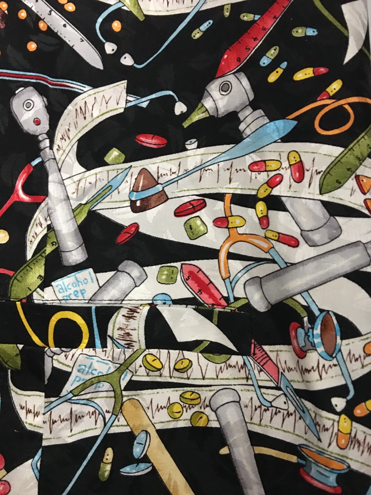 Vintage 90s Nicole Miller Novelty Doctor Medical Print Vest Silk M