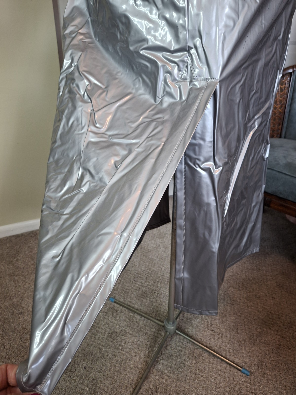 80’s Vintage KENN SPORN WIPPETTE Vinyl Shiny Raincoat Slicker Size Small