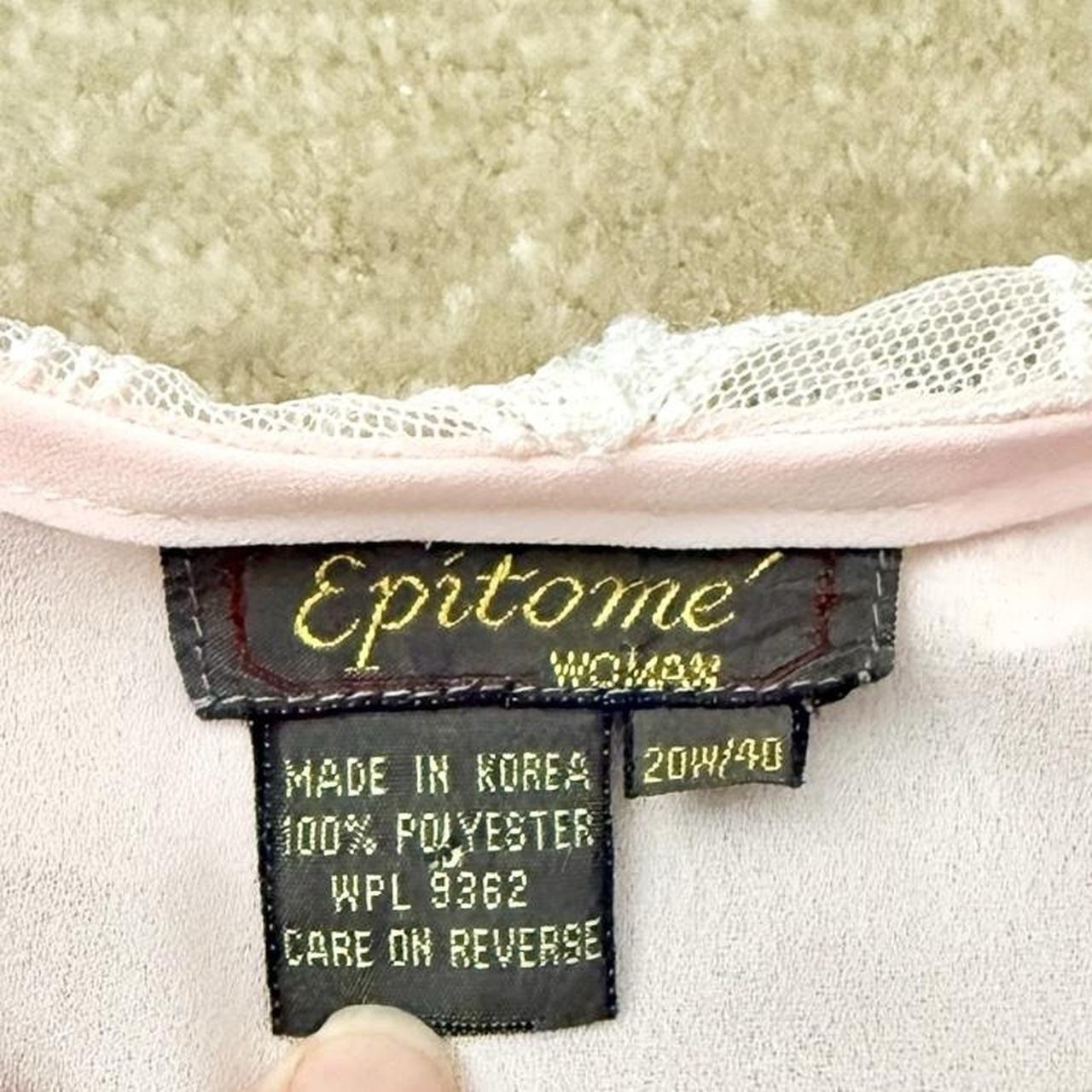 Epitome’ Vintage Pink Lace Trim Pleated Front Plus Size Blouse 1980s