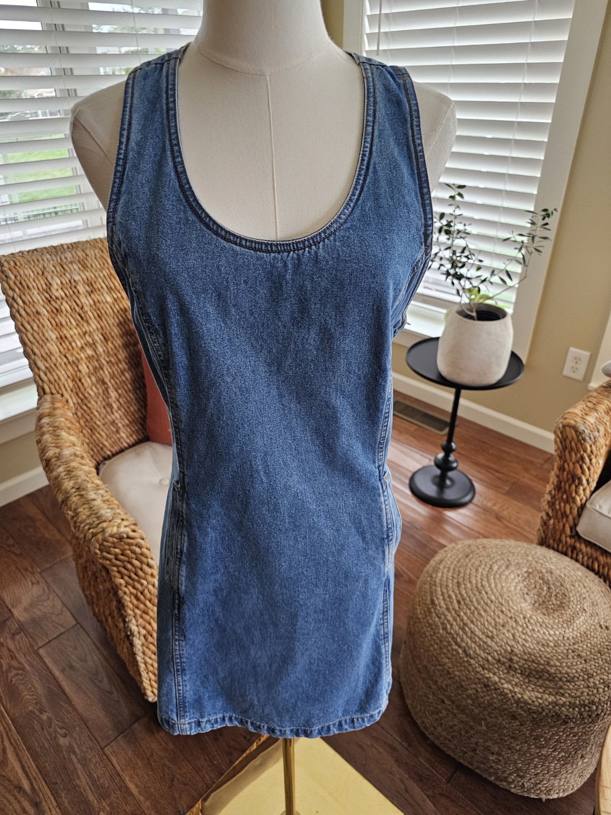 Jordache 90’s Denim Shift Dress Women’s Size 7/8 USA Vintage Y2K Boho Festival