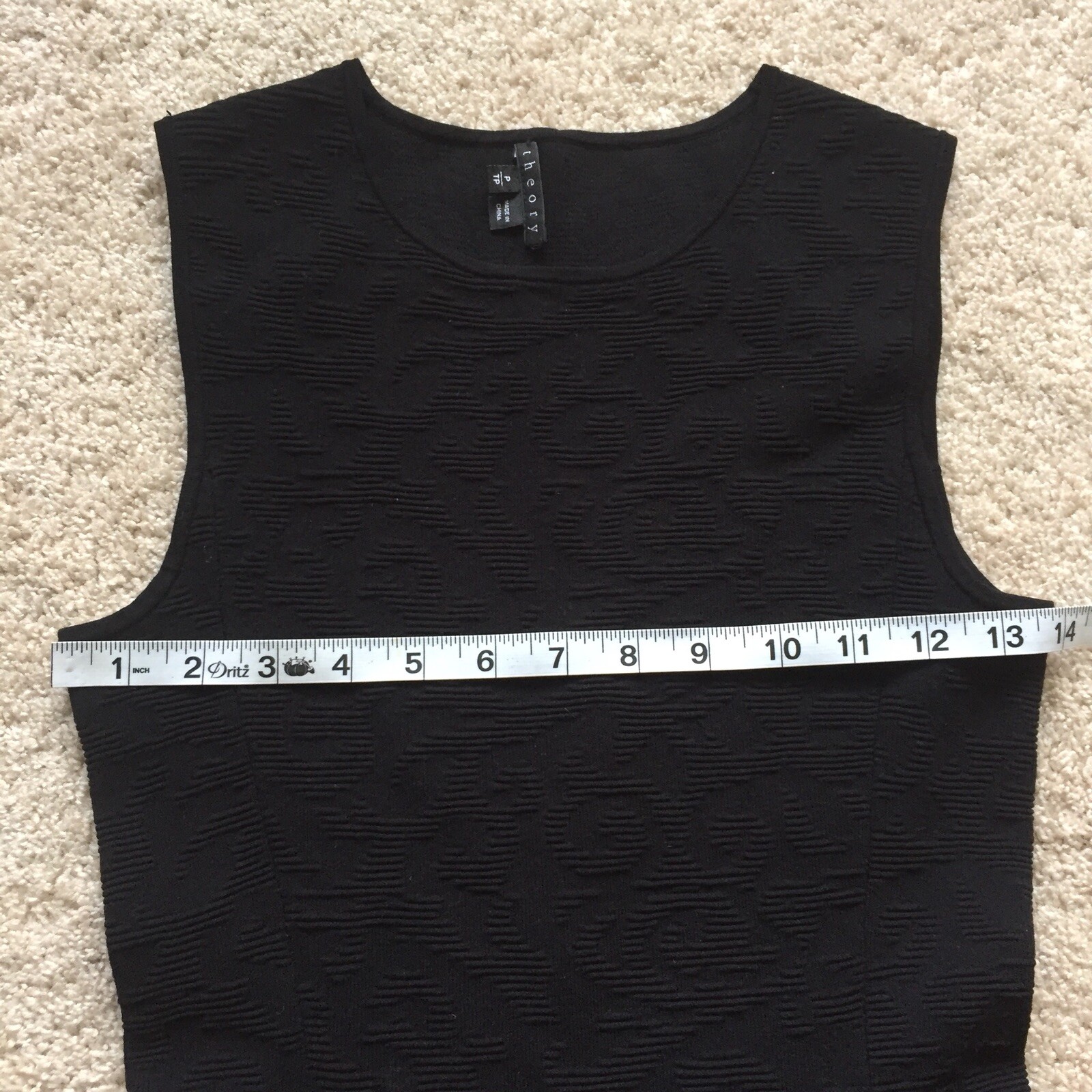 Theory Black 3-D Texture Dress Size TP Viscose Spandex Poly Blend
