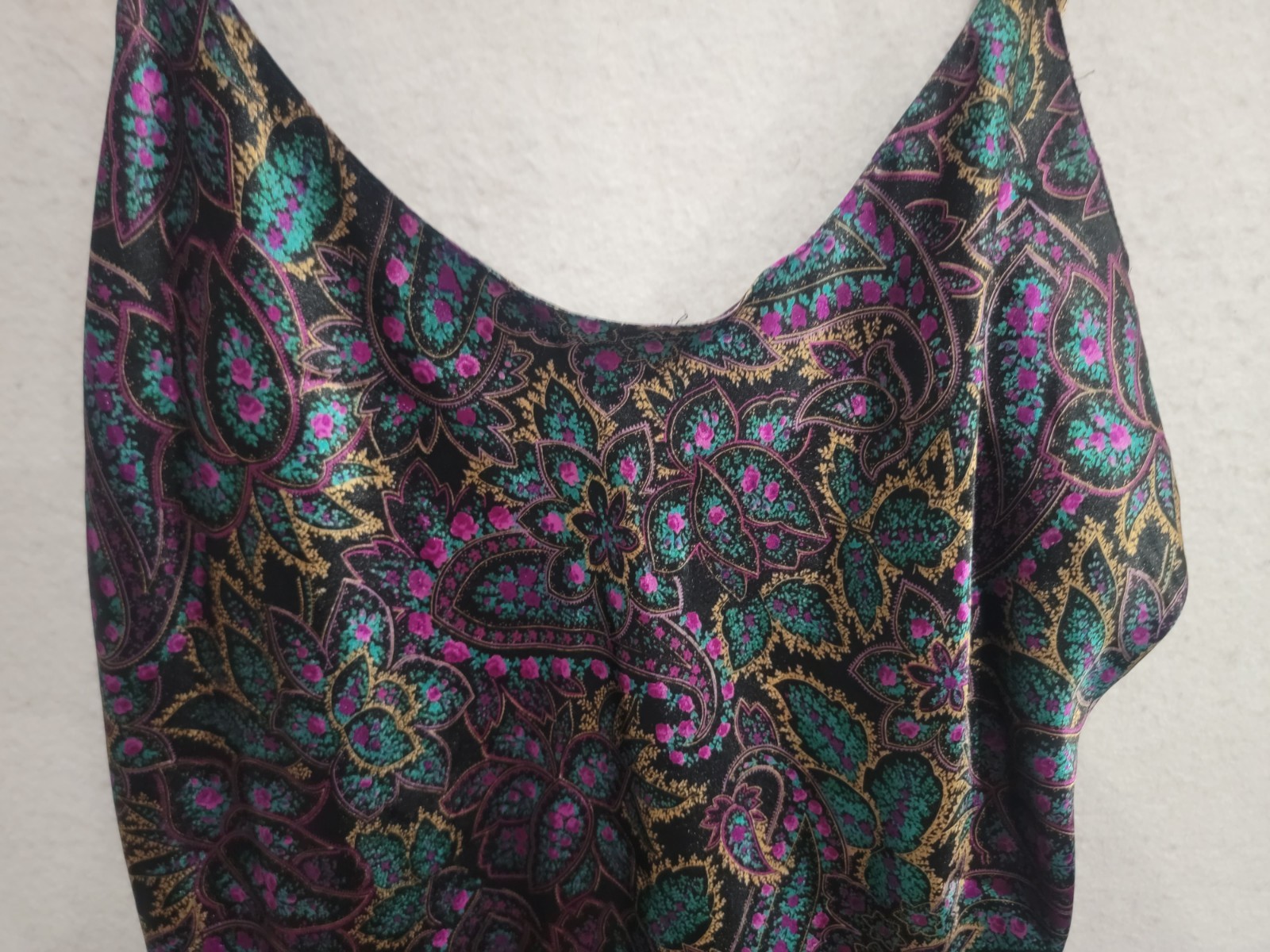 Vintage Circa 2000 Paisley Robe Camisole Set 2XL Made in USA Satin Lingerie 2pc