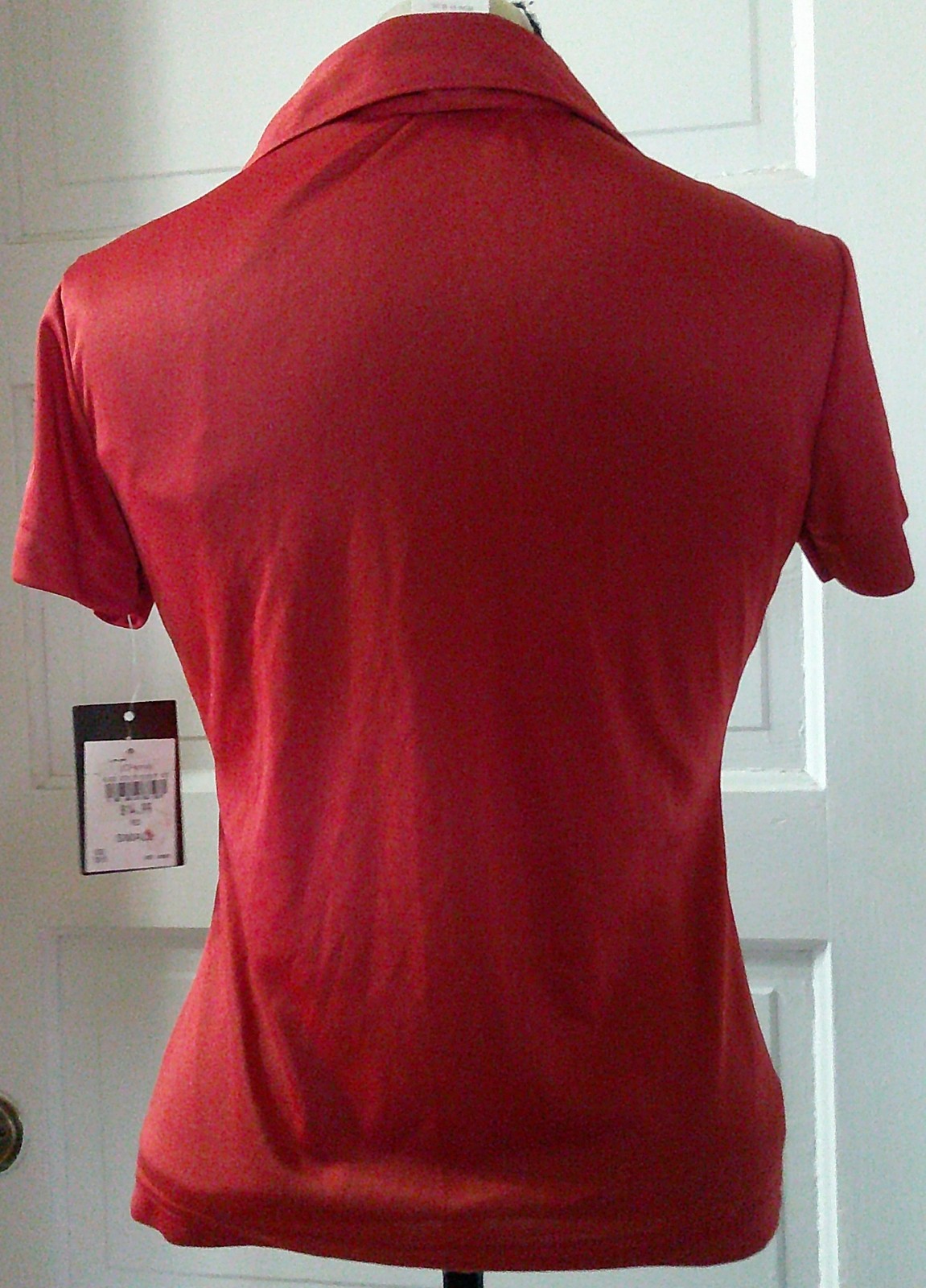 NWT ANXIETY CAFE SS Silky Button Up Red Top Shirt Blouse Junior’s S