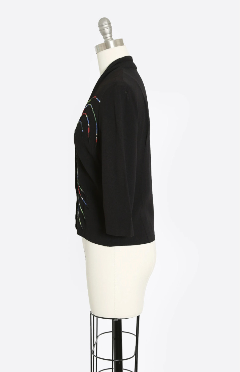 Vintage 40s rayon crepe embroidered rainbow arrow blouse