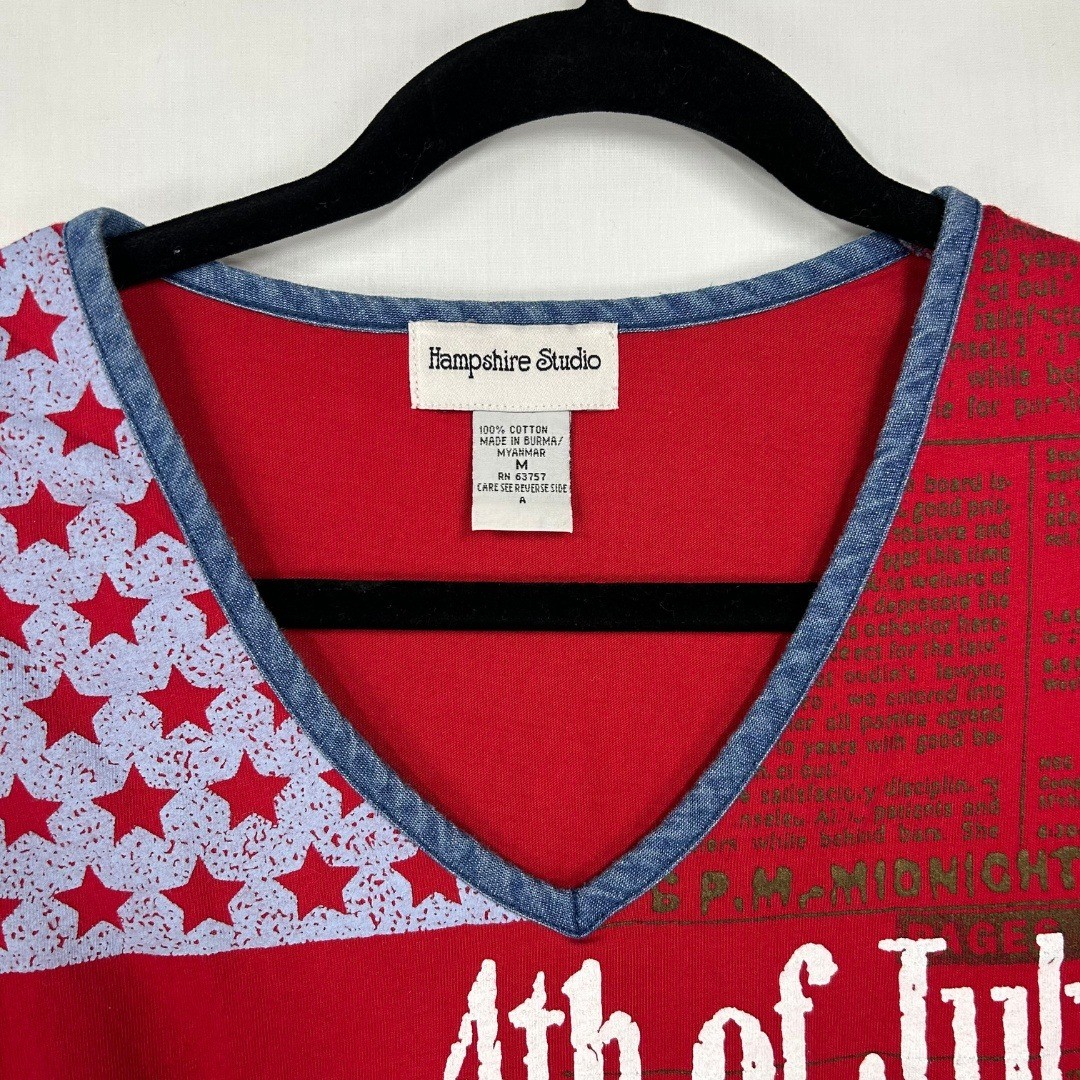 Vintage Hampshire Studio 4th of July Tank Top Patriotic Stars & Stripes V-Neck M
