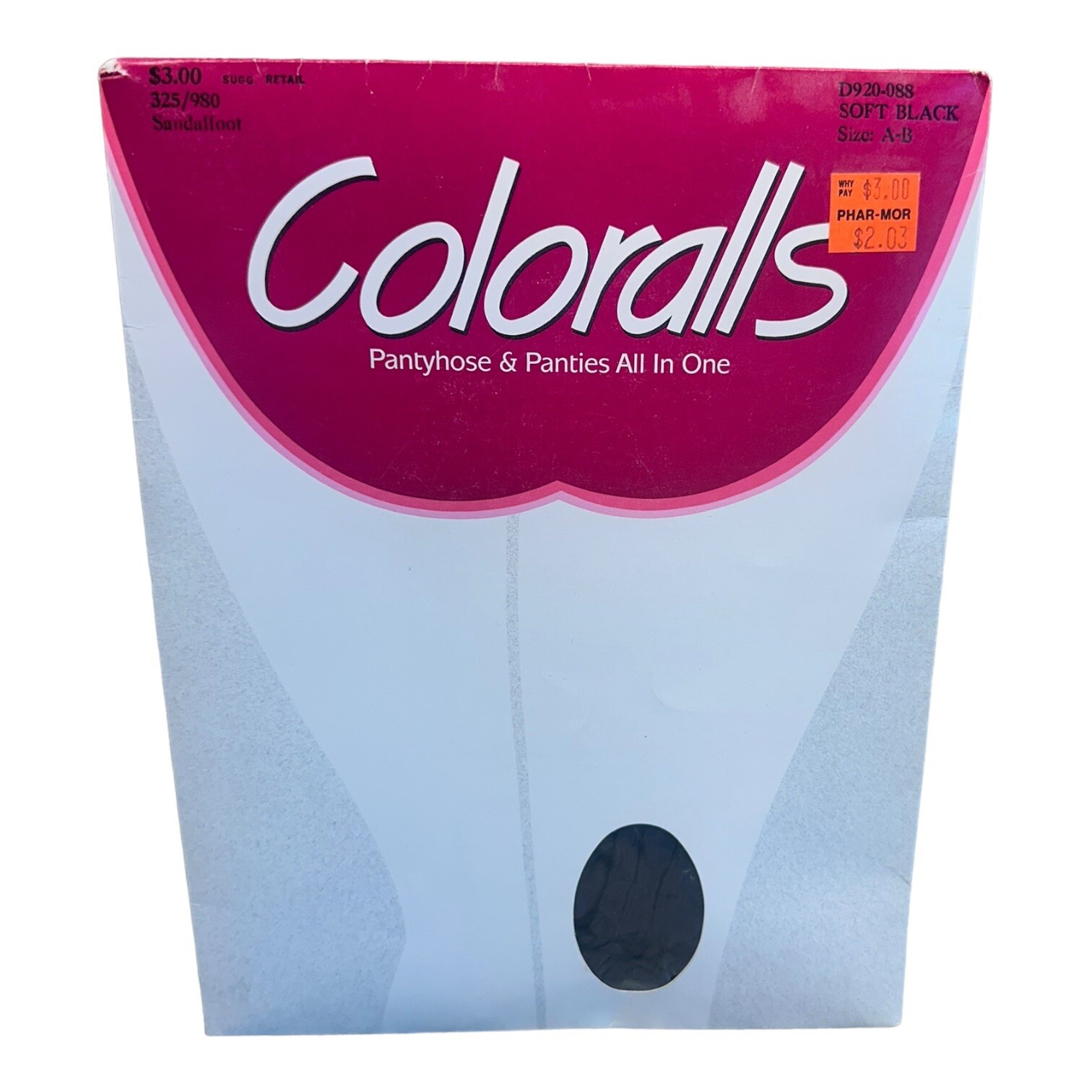 Underalls Coloralls Pantyhose & Panties All in One Size A-B Soft Black D920-088