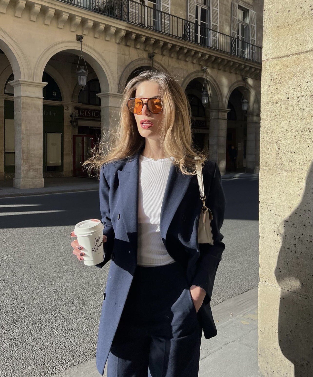 ZARA WOMAN TAILORED SET DOUBLE BREASTED BLAZER JACKET + PANTS NAVY BLUE