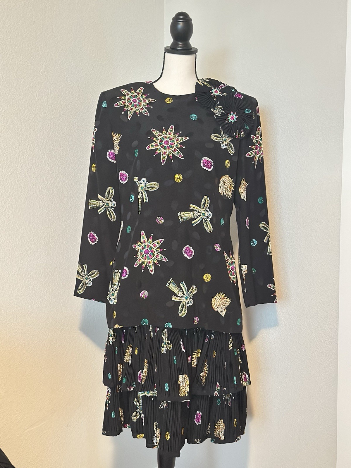 Vintage 80’s, 90’s Albert Nipone 2-Piece Whimsigoth Glamour Designer Skirt Set