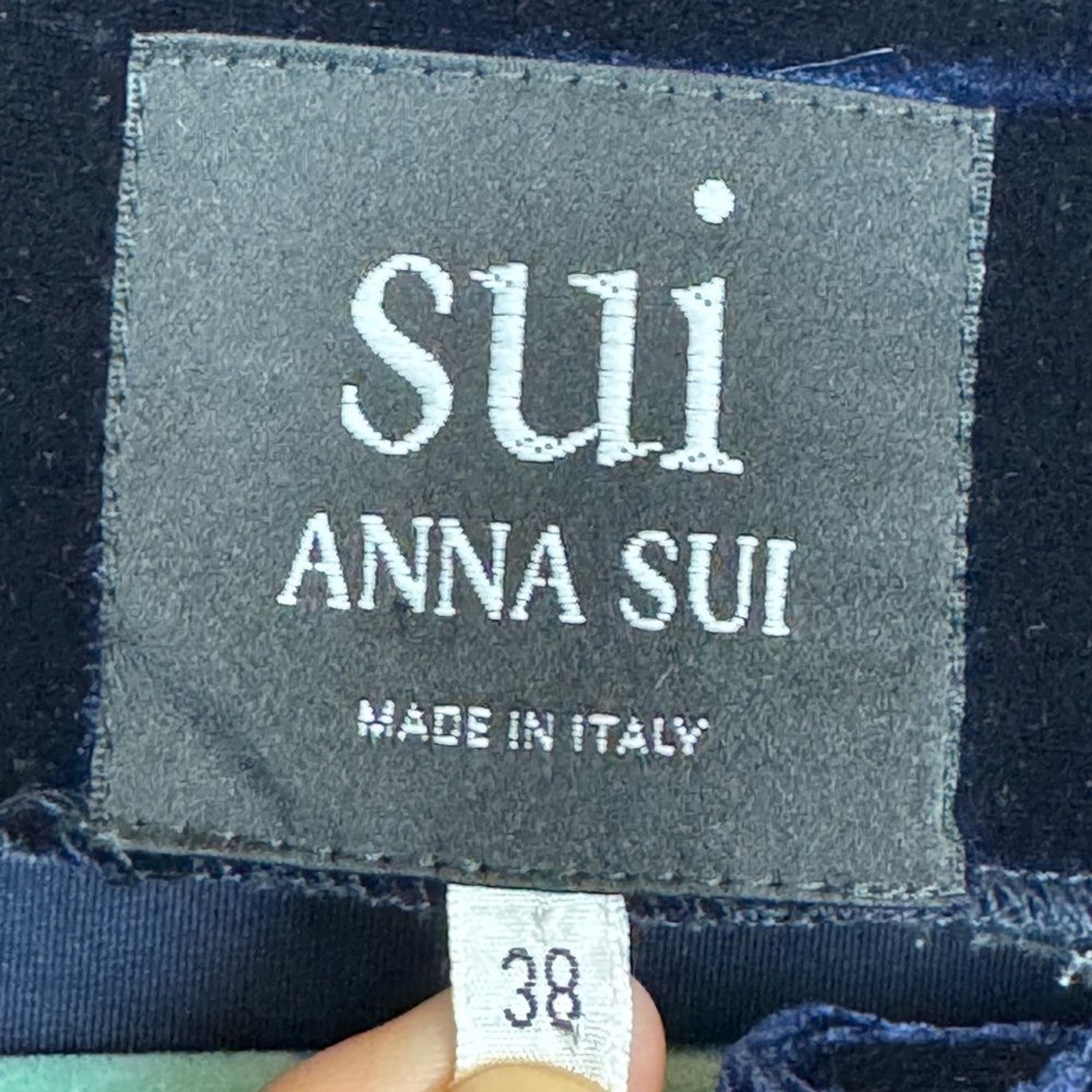 Vintage Anna Sui Embroidered Blue Velvet Blazer 38/S *Missing Button