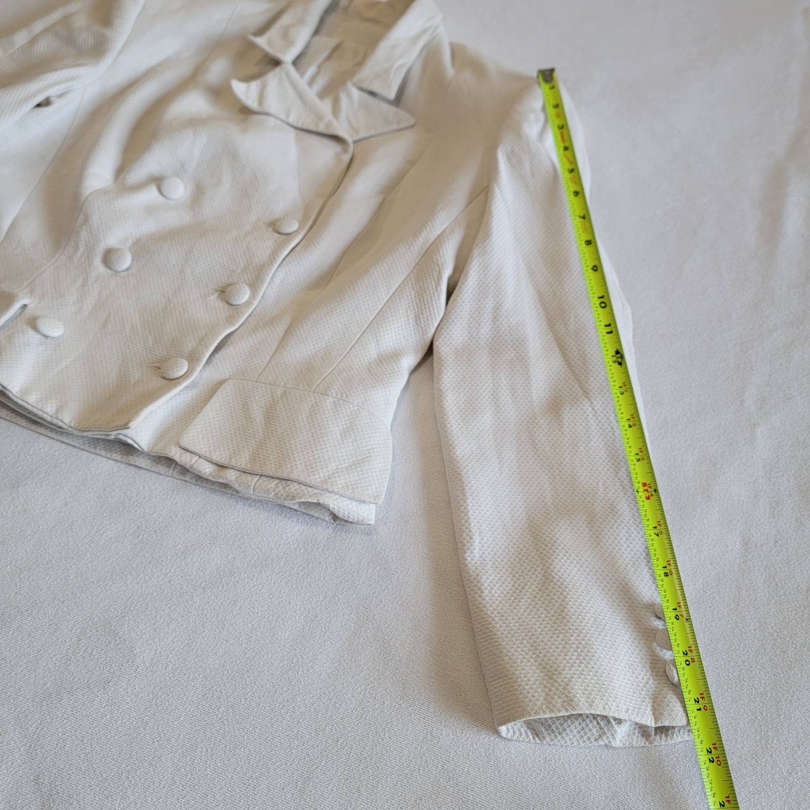 Vintage 80s Ivory White Career Blazer Jacket Double Breasted Women Size S