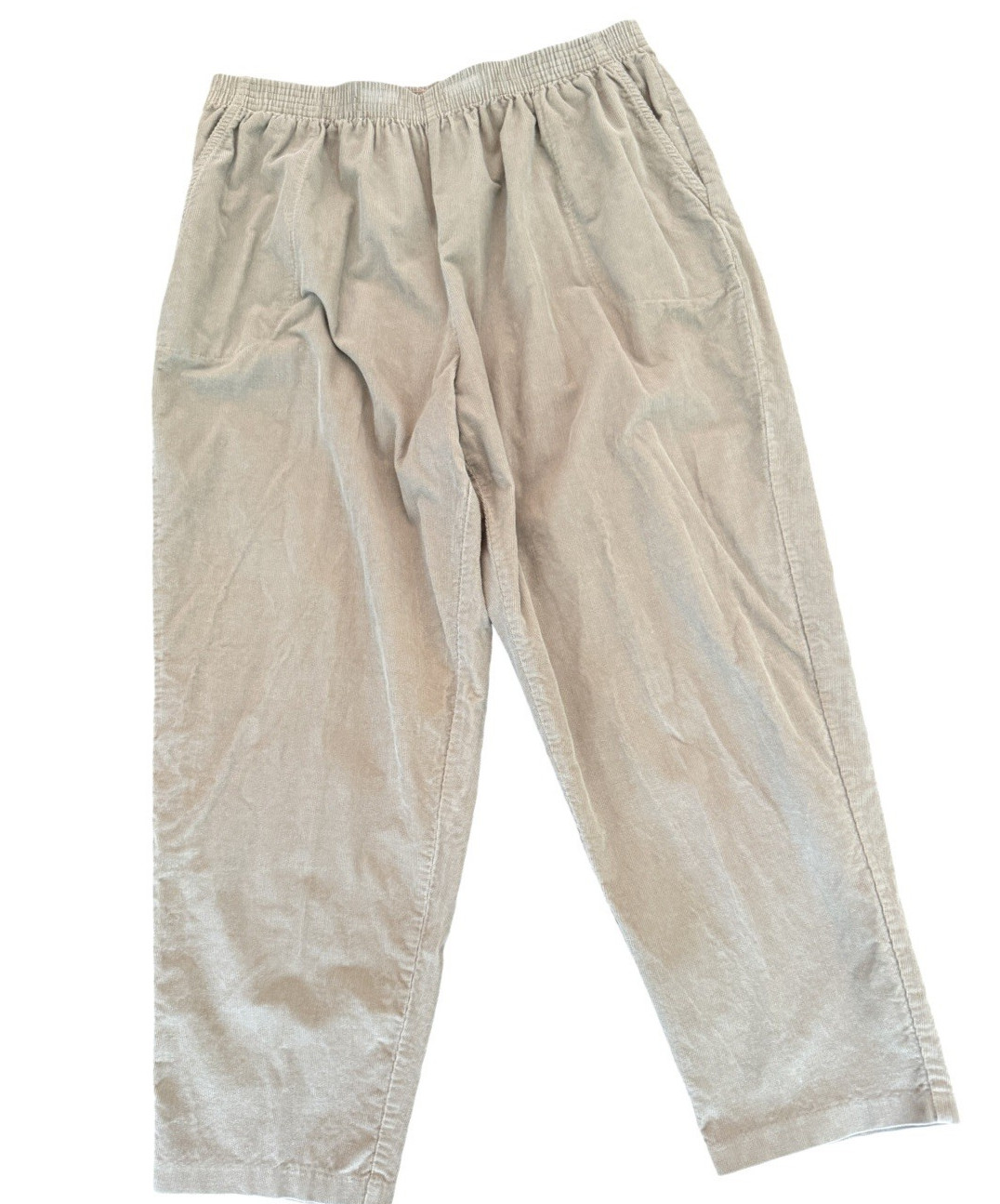 Sport Timer Corduroy Pants Women’s 24W Tan Elastic Waist Straight Leg