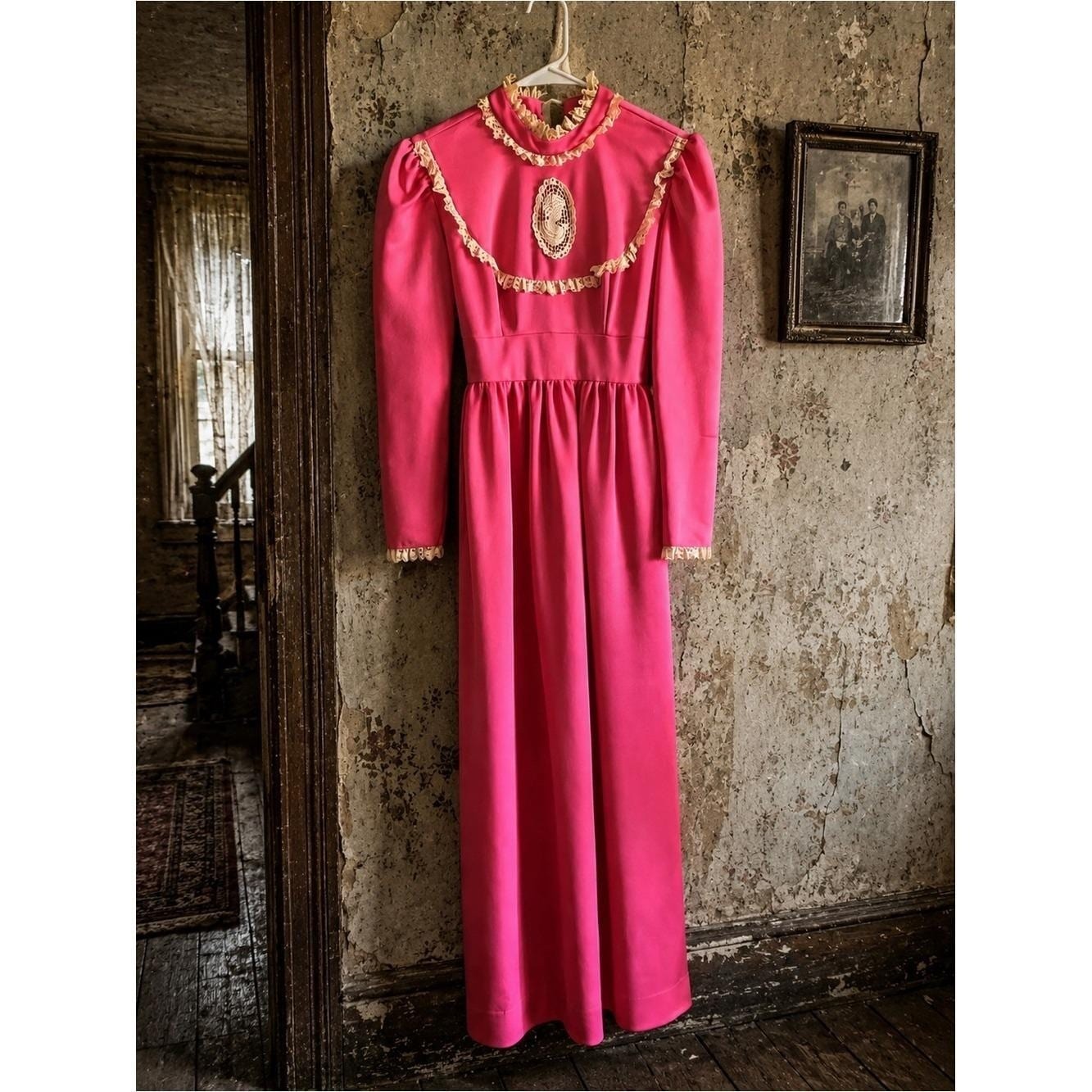 1970s Pink Victorian Prairie Dress, Creepy Zombie Halloween Costume, Gothic