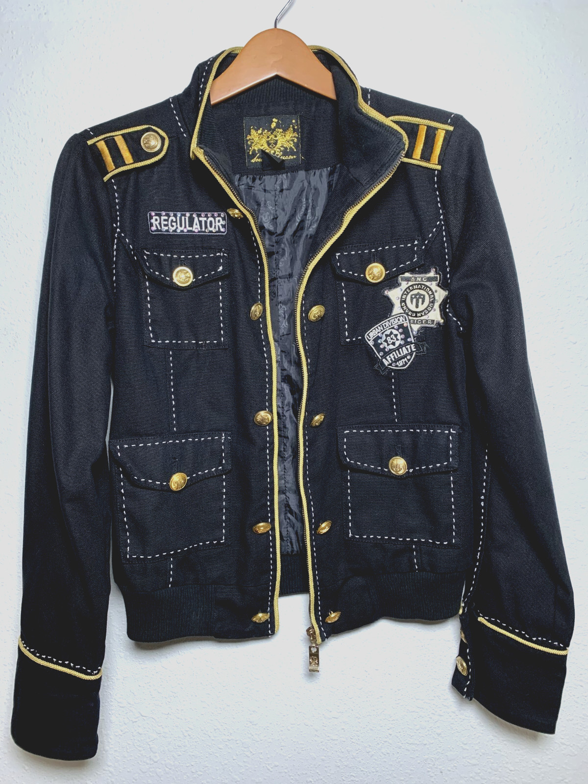 Sour n Cream Women’s Military/Police Style Black Wool Embroidered Jacket Size M.