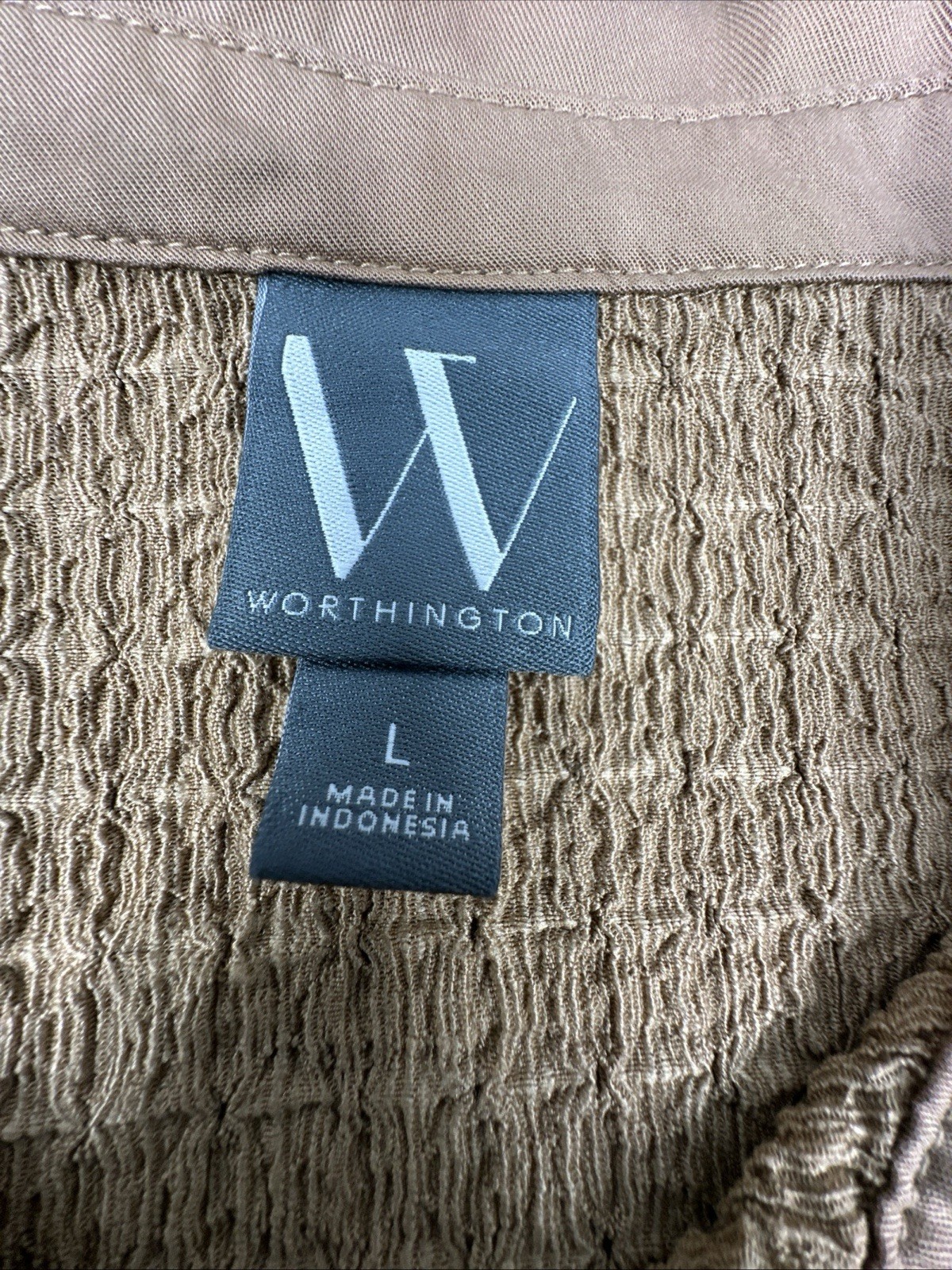 Worthington Womens Brown Long Sleeve Button Up Blouse Shirt Top Size Large L