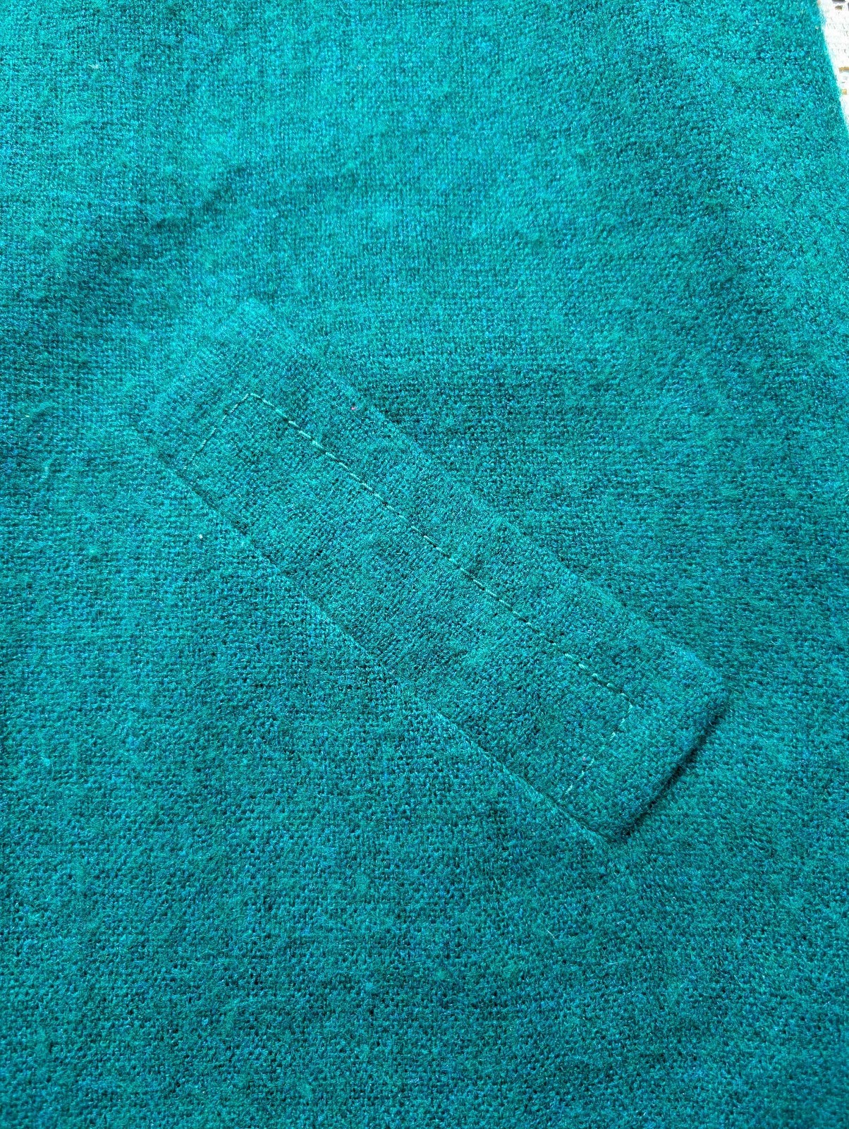 Vintage Handmade 60s Mod GoGo Teal Green Mohair Cocktail Shift Sheath Mini Dress