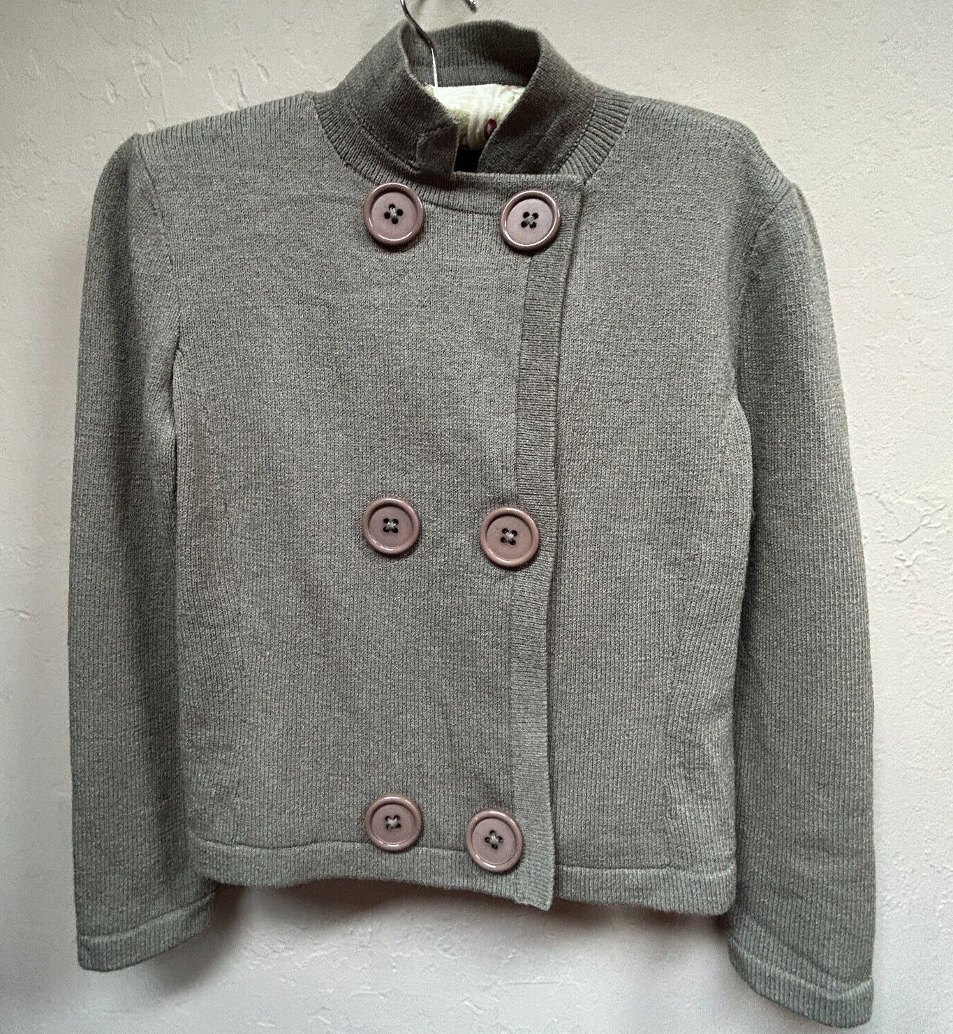 Vintage Don Sayres for Wellmore Double Breasted Knit Cardigan Sweater 8 Brown