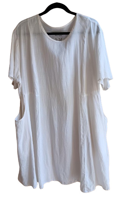 VTG FLAX Jeanne Engelhart White Linen Short Dress/Top Lagenlook – Size L!