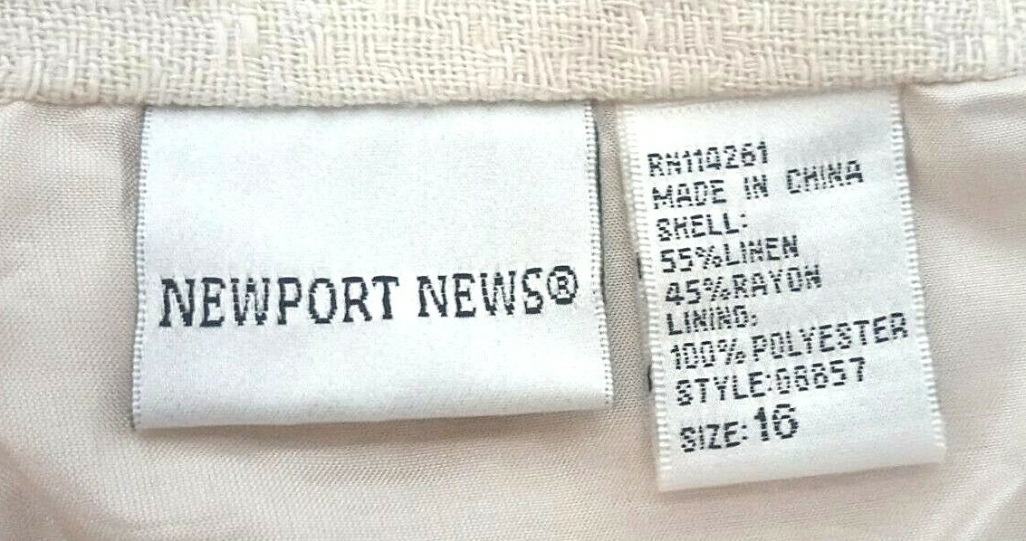 Vintage 1980s NEWPORT NEWS Midi Skirt Women’s 16 Ivory Gold Lurex High Low Flowy