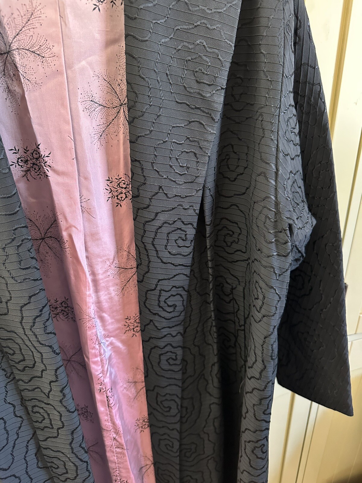 Vintage Cee Dee Swing Coat Jacket Women’s S /M Black Swirl Floral Brocade Formal