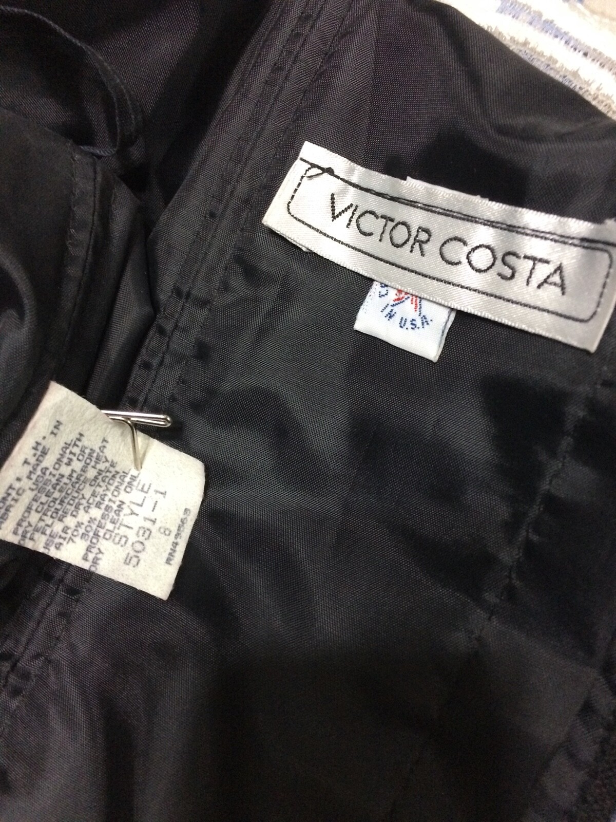 Fabulous VTG Victor Costa Black white Off The Shoulder Formal Dress Sz 8