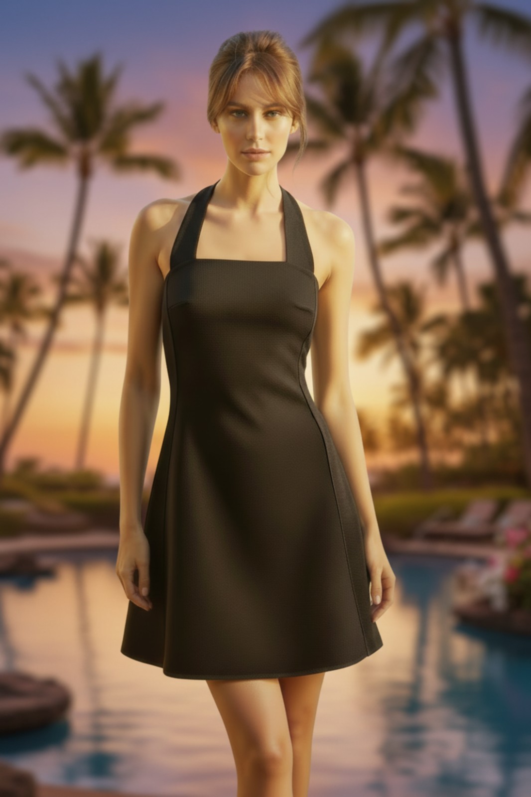 Vintage Claude Montana Black Mini Halter Dress, 'Montana’ Made in Italy XS/XXS