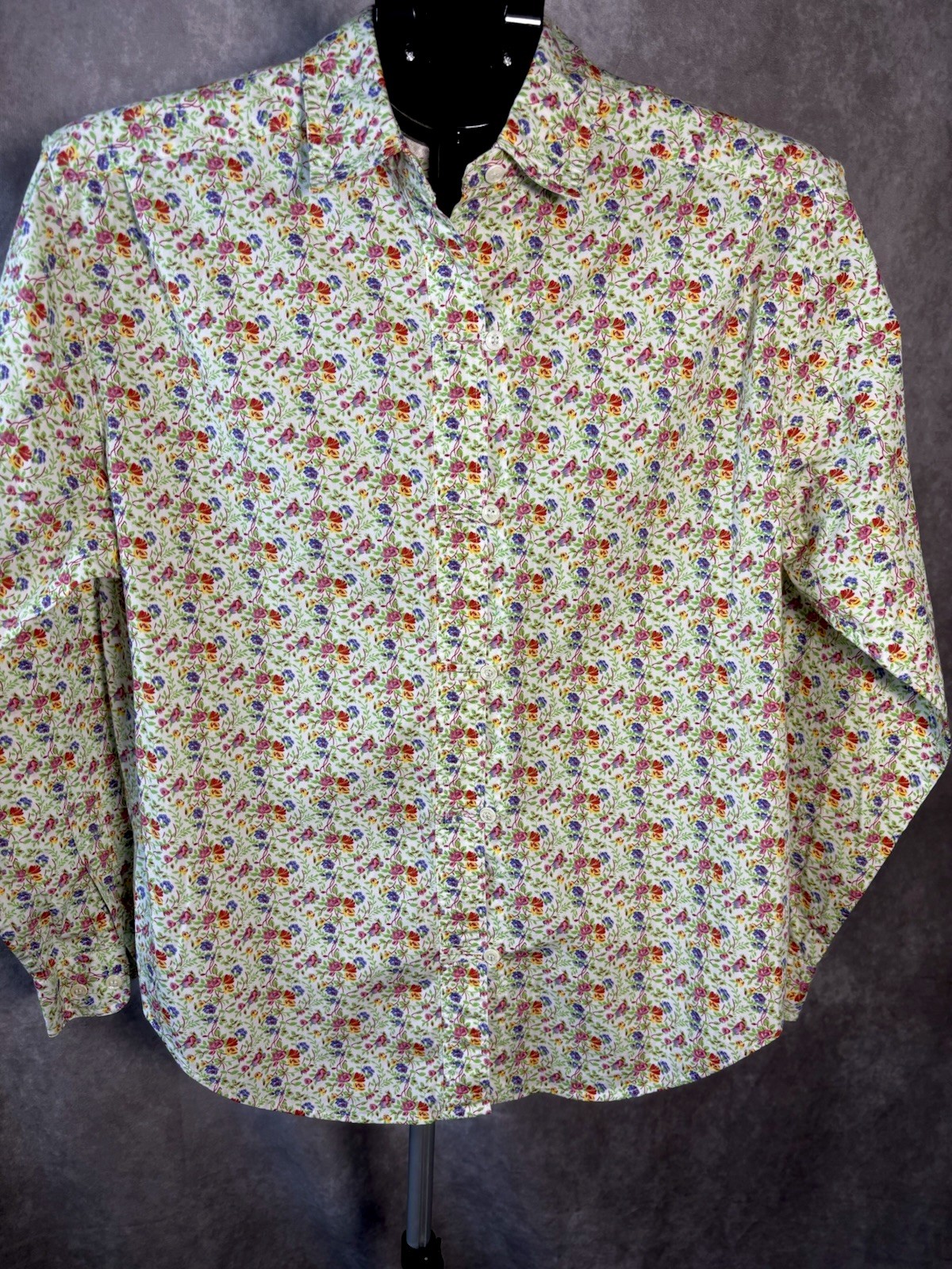 Vtg 90’s Pet.8 John Henry Ladies L/S 100% Cotton Floral LoopButton Up
