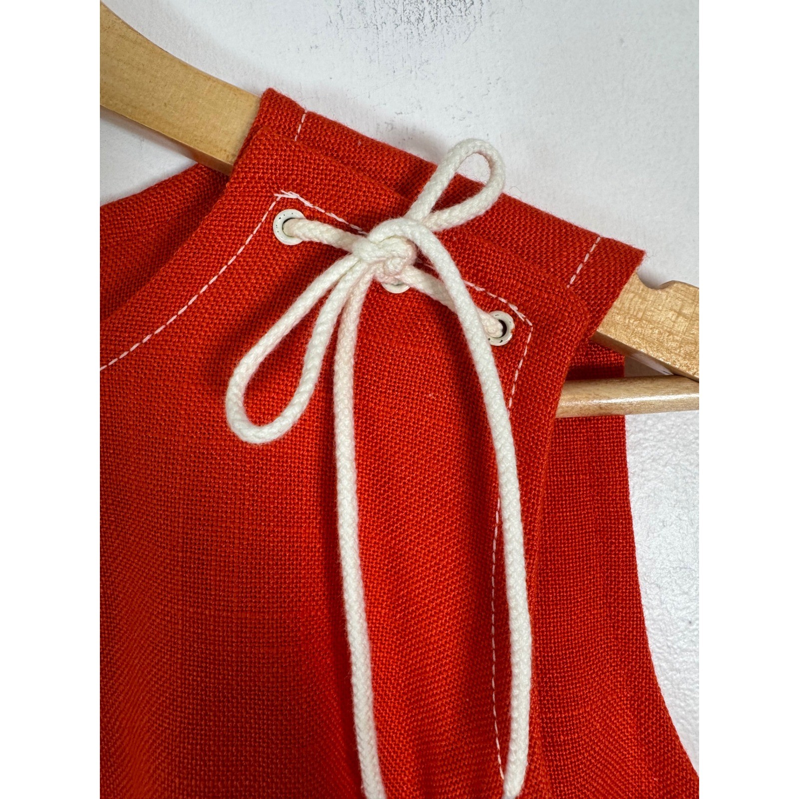 Nautical Vintage John Meyer 12 Shift Dress Orange Anchor Rope Tie Sleeveless