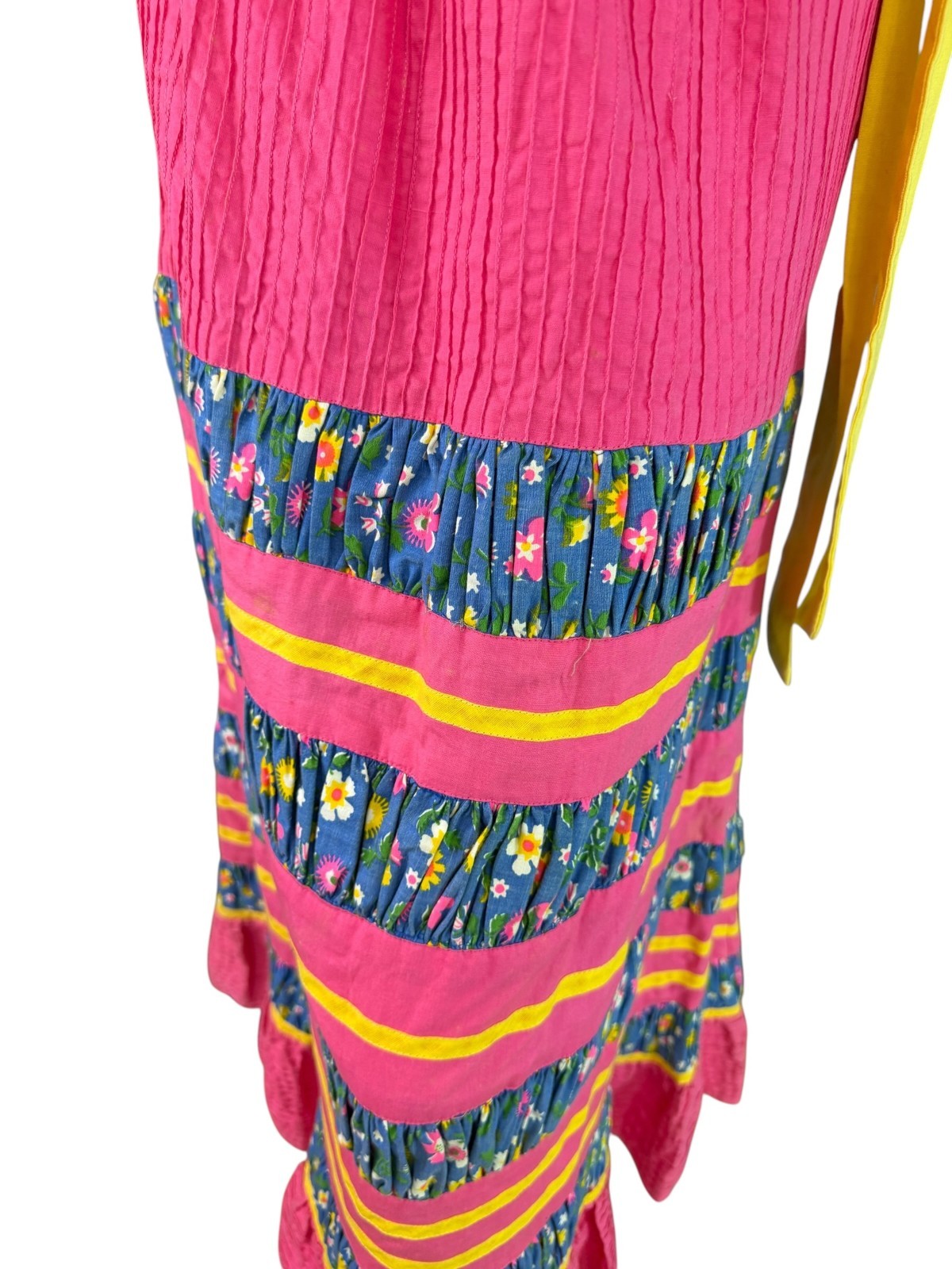 Georgia Charuhas Vintage 1970’s Folkloric Mexican Skirt Pink & Blue Floral Sz 10