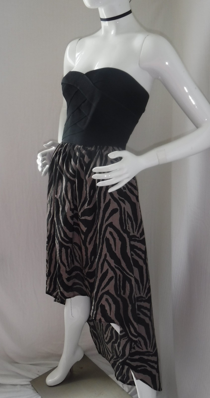 VTG 90s NWT FREDERICKS of HOLLYWOOD Bustier Asymmetrical Animal Print Dress Sm
