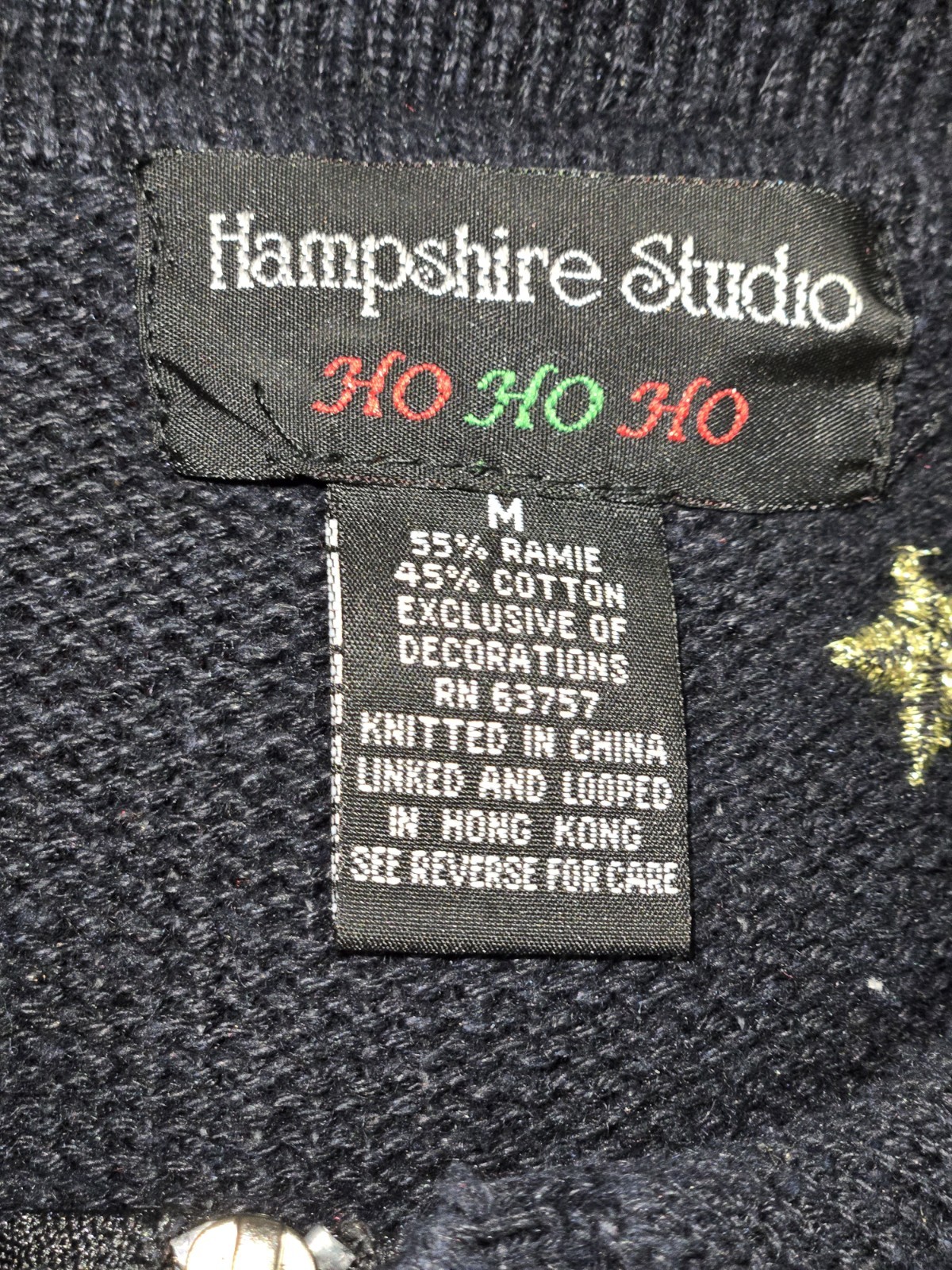 Vintage Women’s Hampshire Studio Blue Christmas Zip Sweater Presents Santa MED