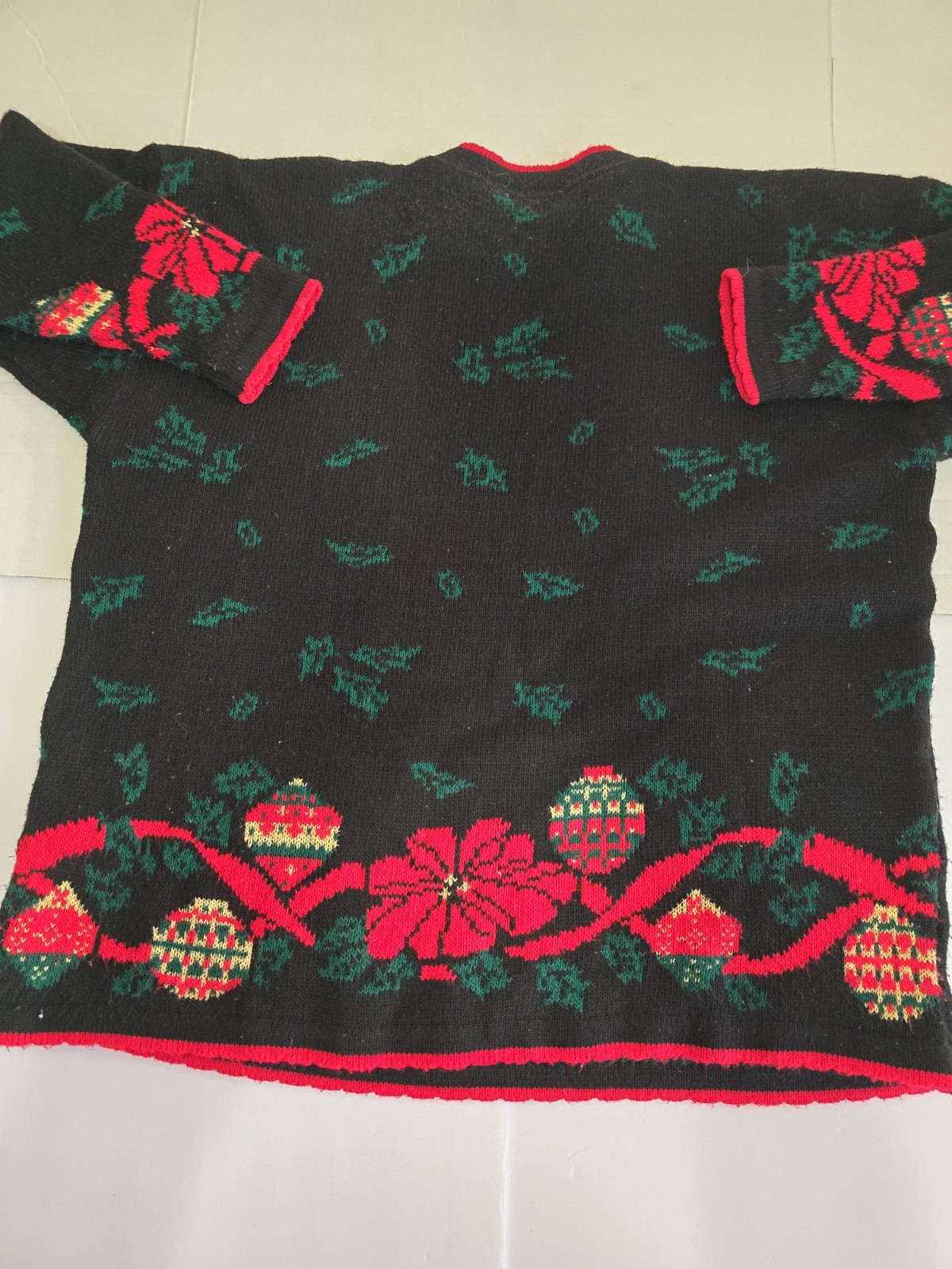 Vintage Nutcracker XL Holiday Sweater Bows Holly Ornament Grannycore