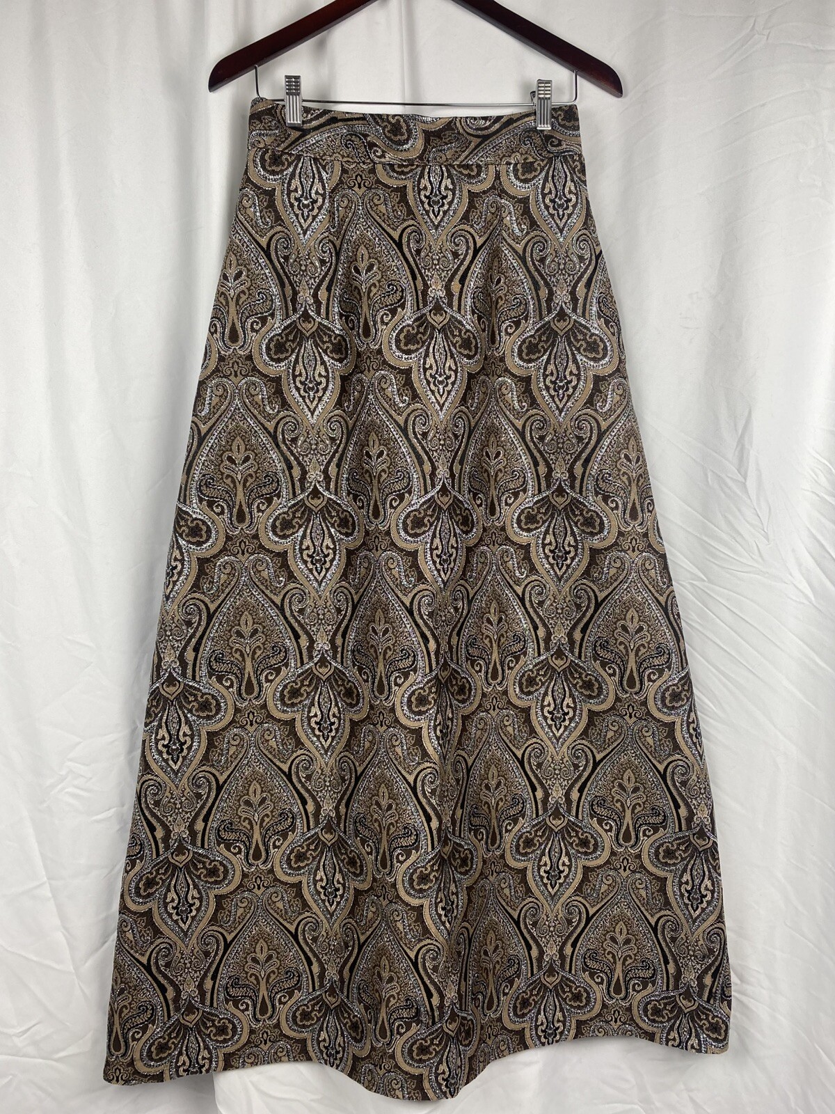 Vintage Malbe Original Maxi Tinsel Paisley Maxi Skirt Size Small Fully Lined