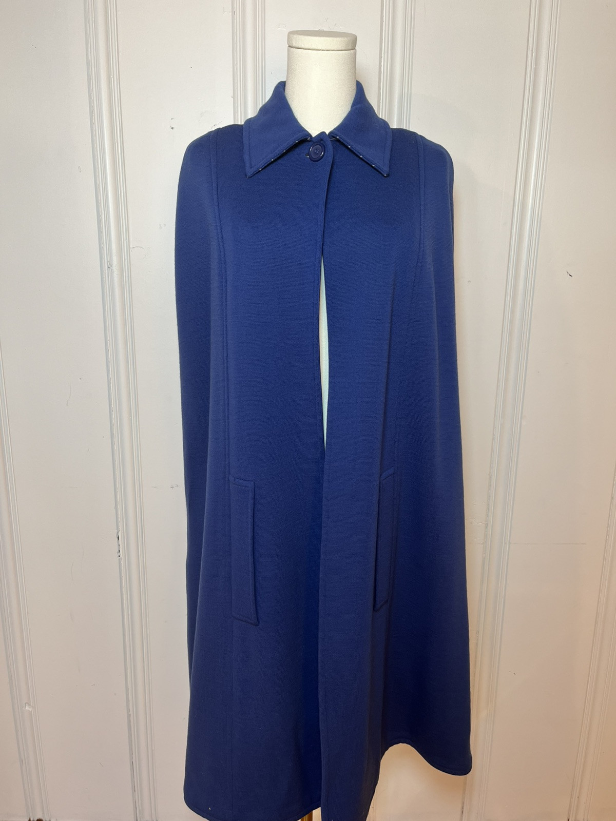 Vintage Handmade Cape 1960s 1970s Blue Reversible Stripes RETRO FAST SHIP