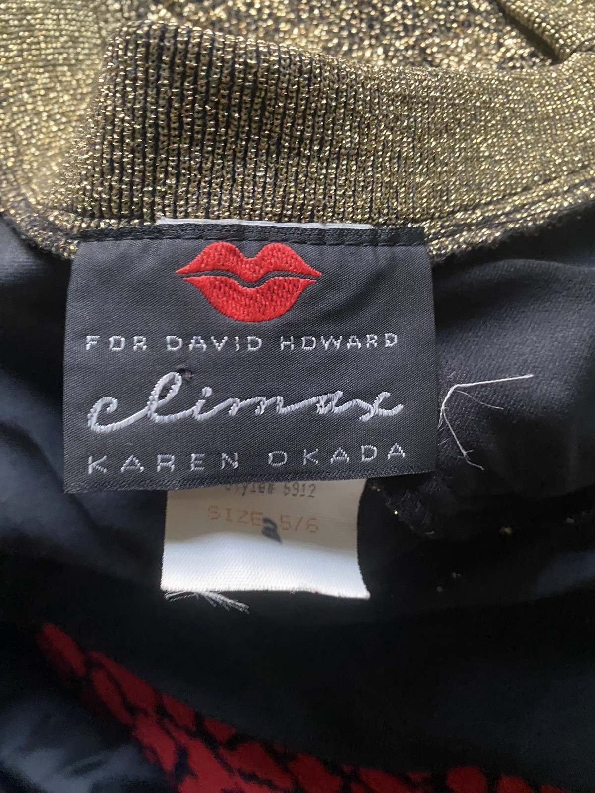 Karen Okada 'Climax’ for David Howard 80s Gold Bodycon Mini Floral Lace Dress