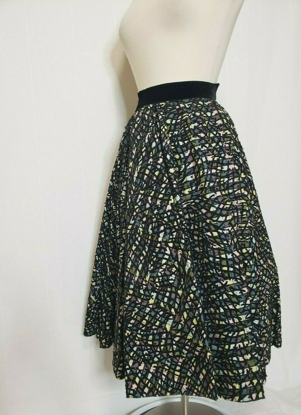 Vintage 50s Atomic Joe Davidson Originals Circle Skirt MidCentury Flocked