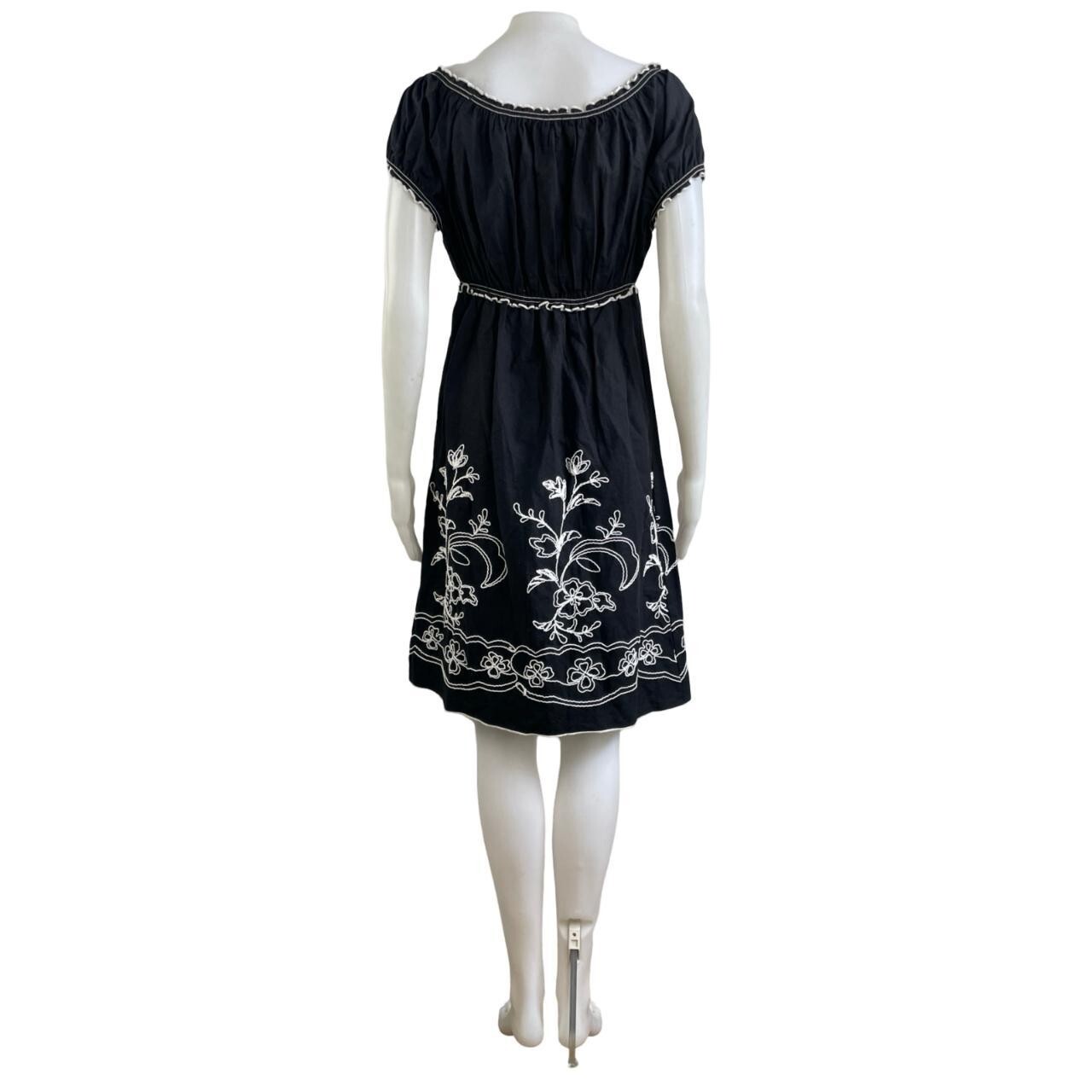 Vintage Floral Embroidered Gabardine Dress Size XS 1990s Max Studio Rayon/Linen