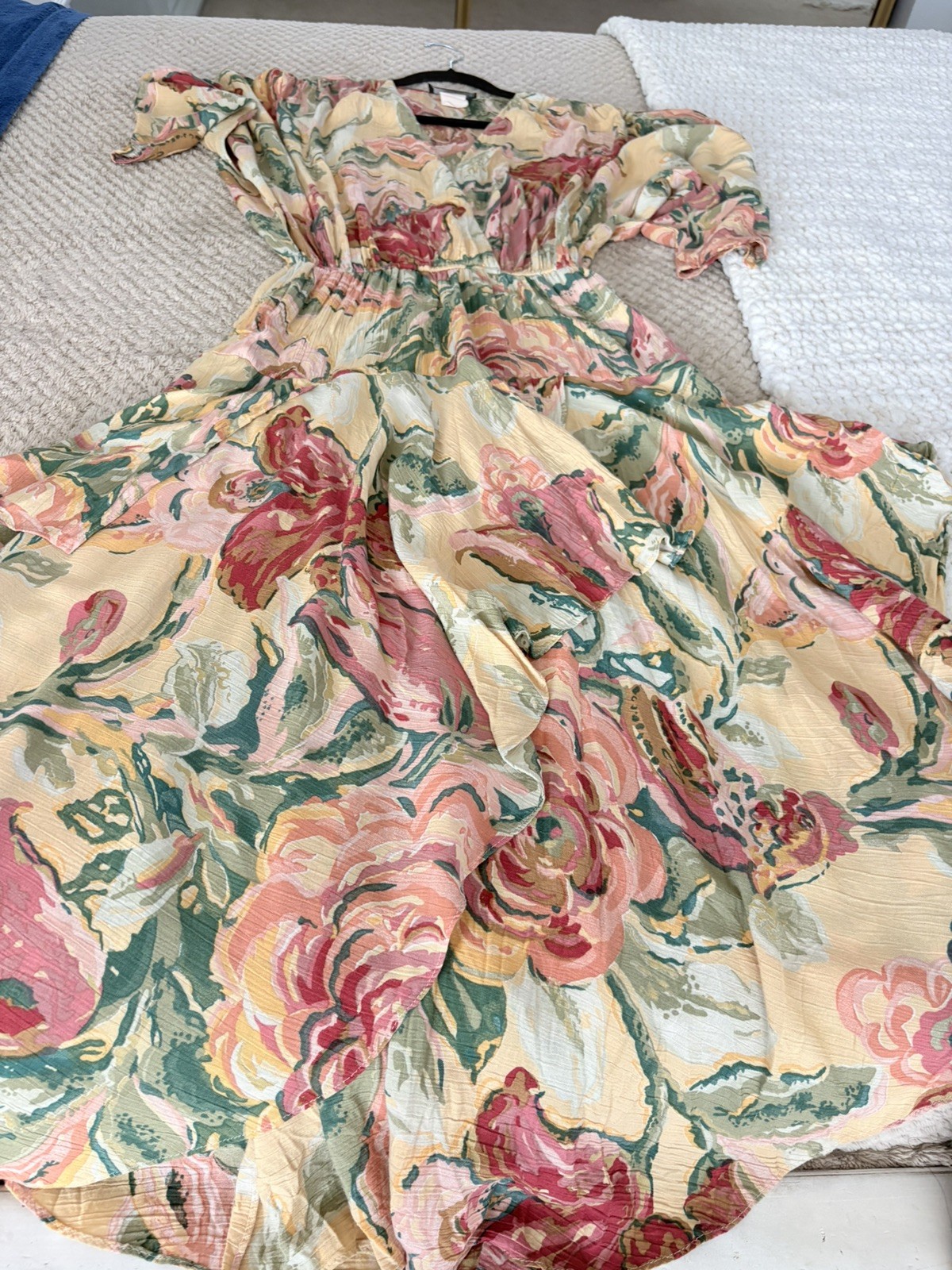 Phoebe Vintage 1980s Rayon/Nylon Floral Flowy Layered Cottage Core Dress