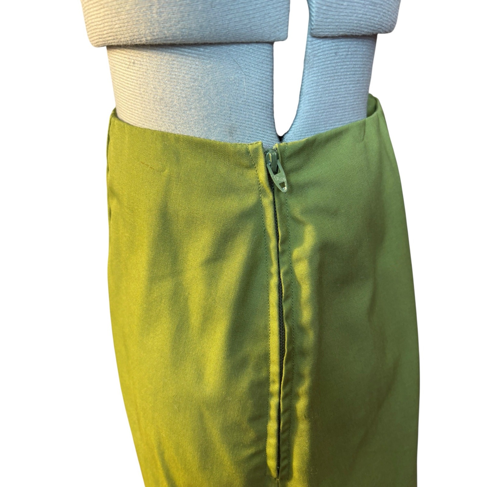 1960s Vintage Chartreuse Cotton Blend Skirt Estate Side Zip Restored & Ready