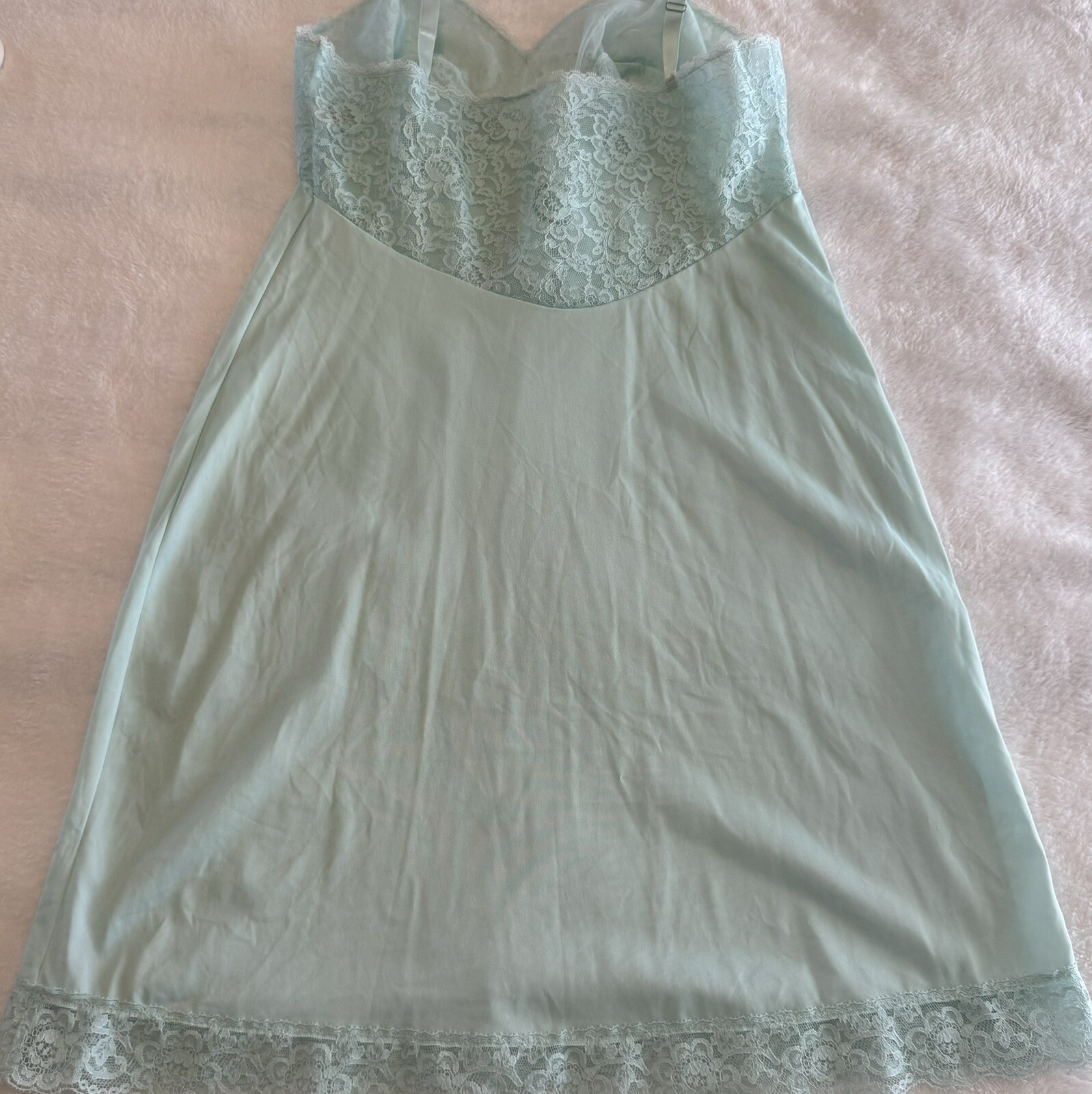Vintage Formfit Rogers slip dress 34 Short 12-14 RN32544 Made in USA Green Lace