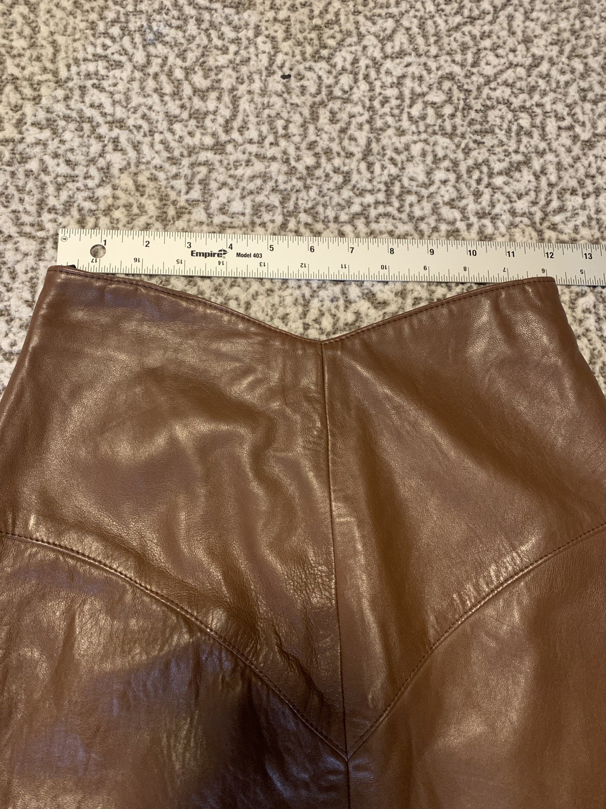 Vakko Size 2 Woman’s Vintage Brown Genuine Leather Pencil Skirt High Waist Midi