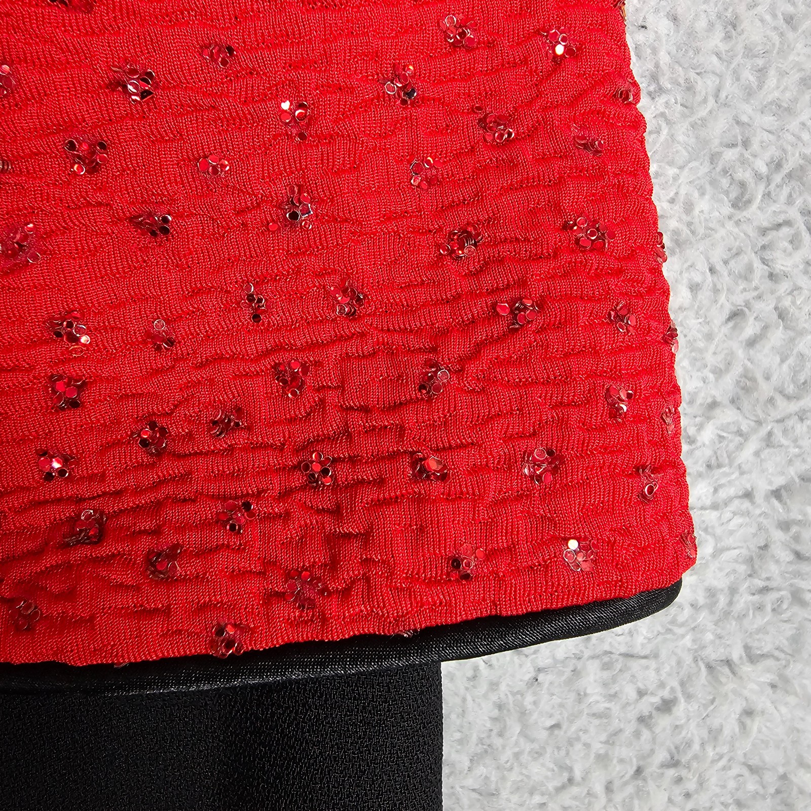 VTG 90s Jessica Howard Womens Dress 12 Red Asian Cheongsam Qi Pao Glitter Sequin