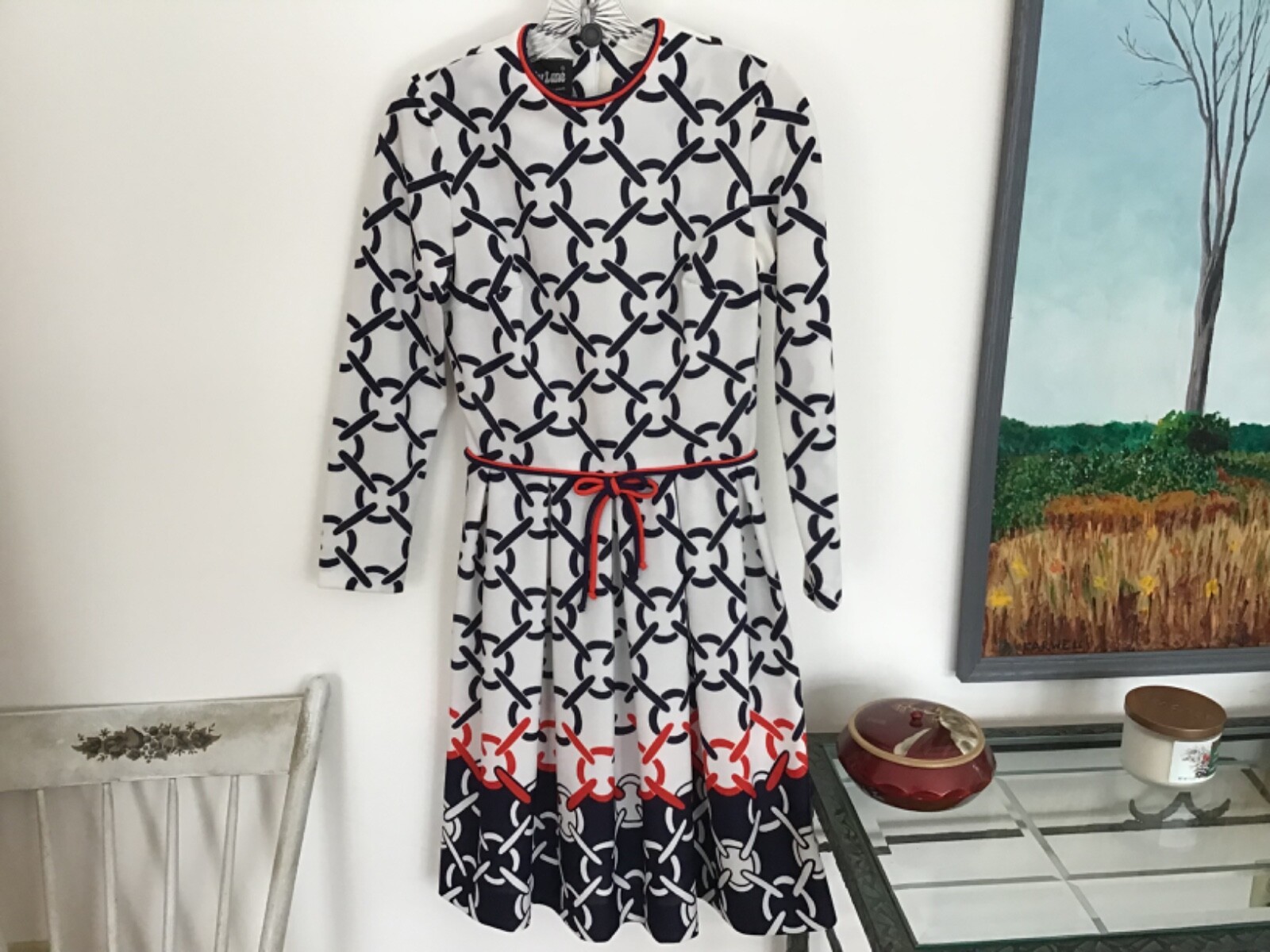 Vintage 70’s SHADY LANE for Jonathan Logan Op Art Rings Mod Midi Dress Size 9/10