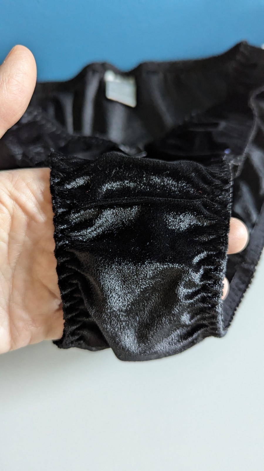 Vtg 90s Black Crushed Velvet Bikini Panties Sz M/6 Rene Rofe Underwear Vintage